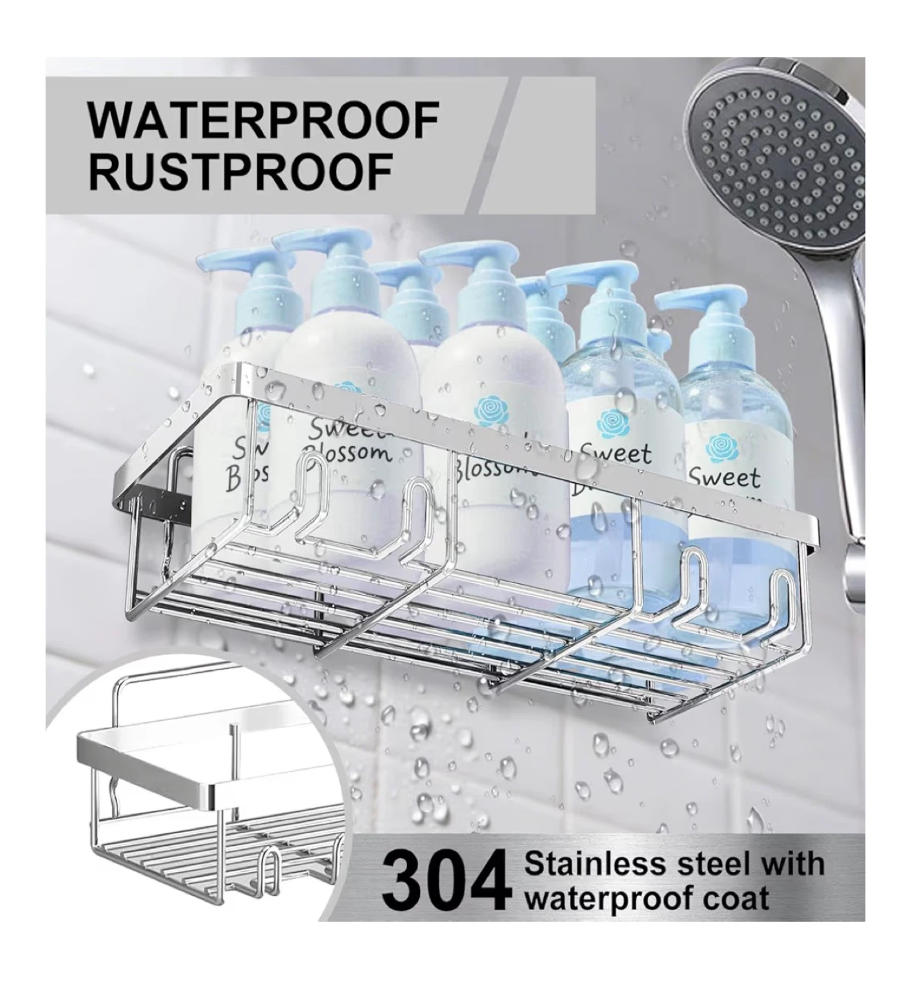 Stainless Steel Shower Caddy Shelf Organizer - photo 4