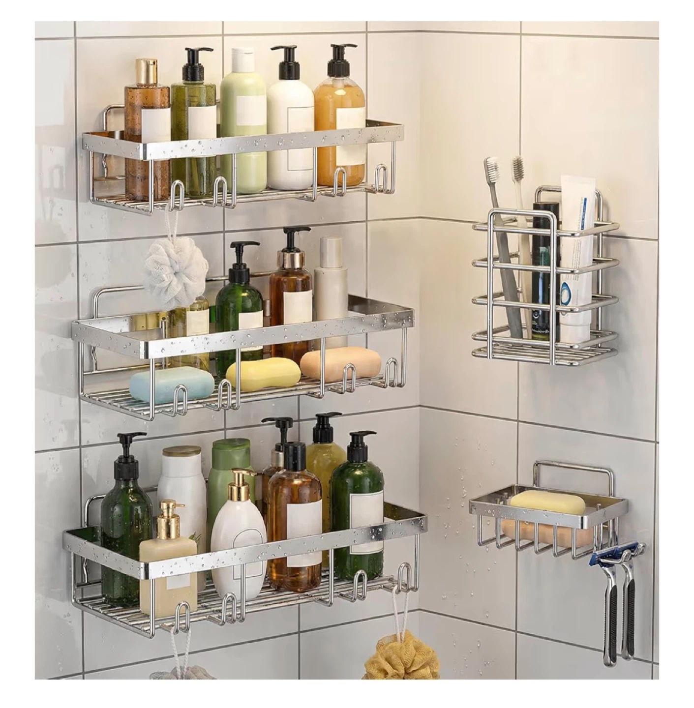 Stainless Steel Shower Caddy Shelf Organizer - photo 2