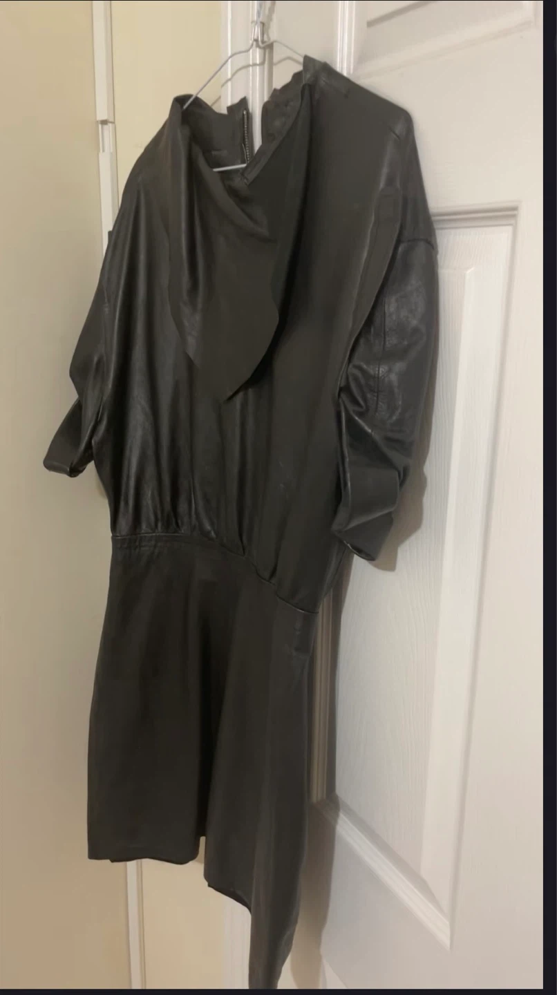 Zara real Leather Collared Dress