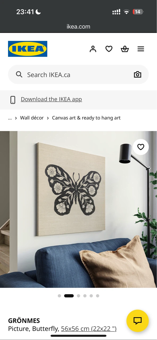 IKEA GRÖNMES Butterfly Canvas Wall Decor - photo 2