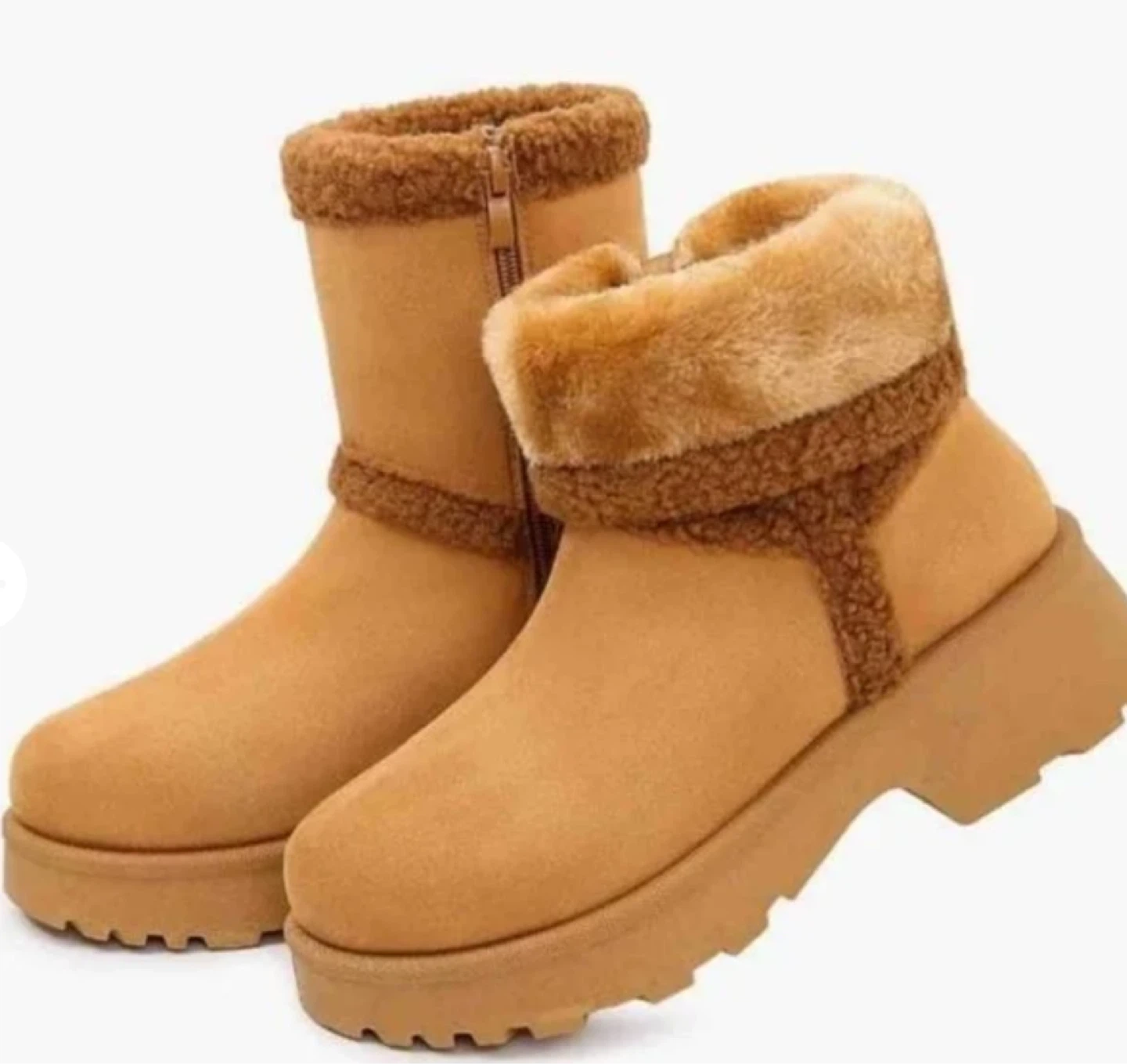 Women's Tan Faux Suede Fur Lined Winter Boots