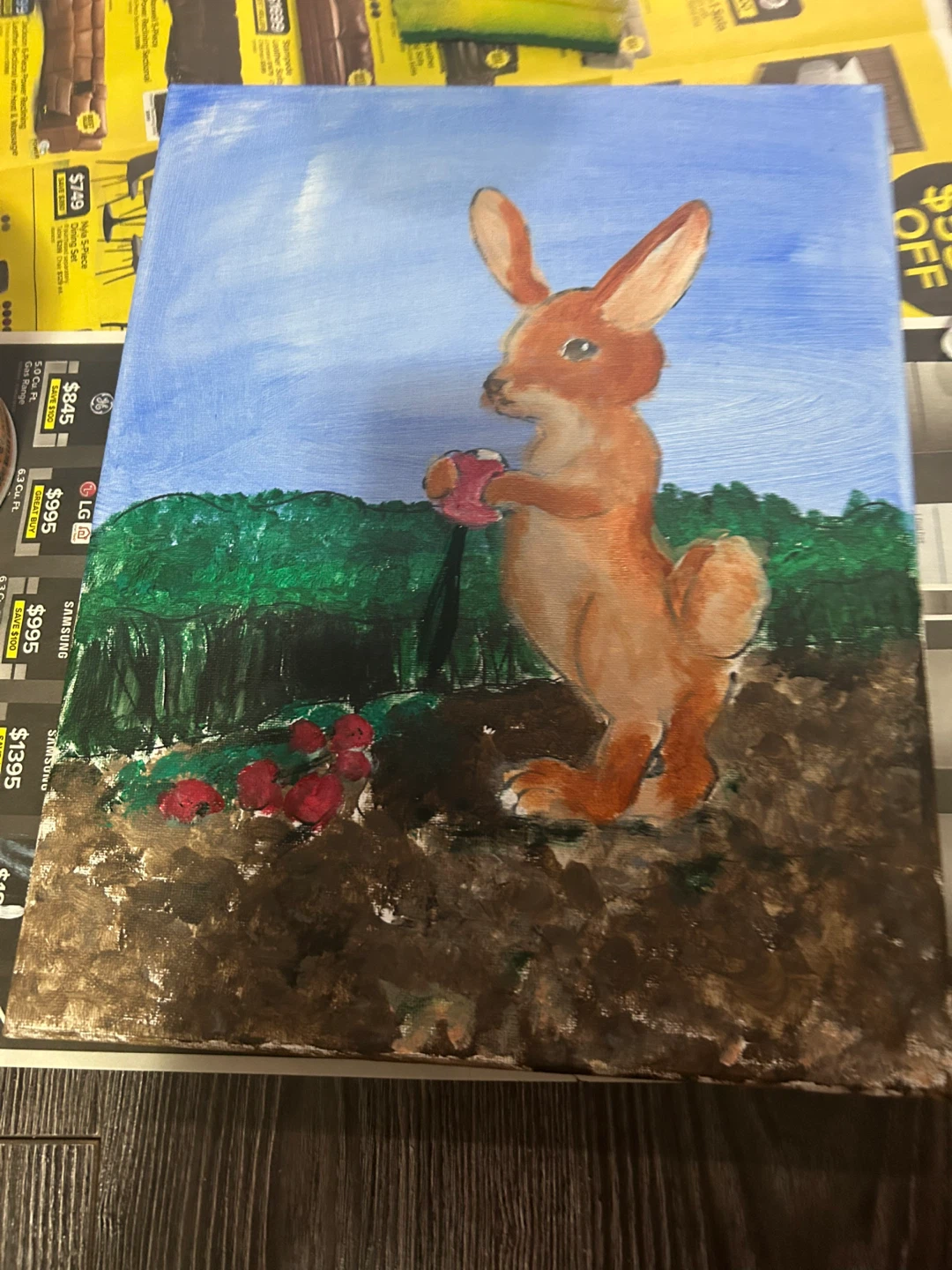 Little red beet stealer acrylic painting