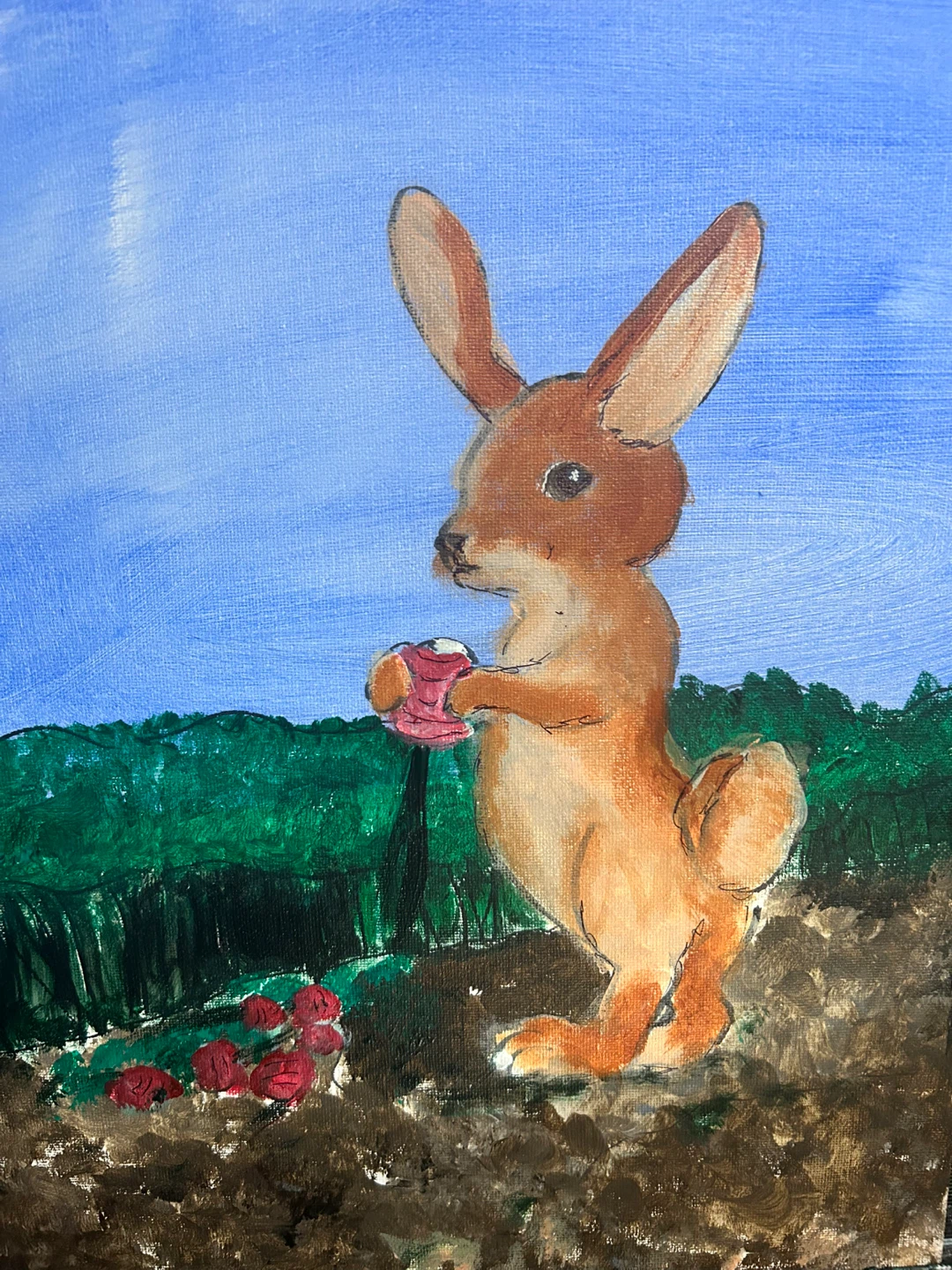 Little red beet stealer acrylic painting - photo 5