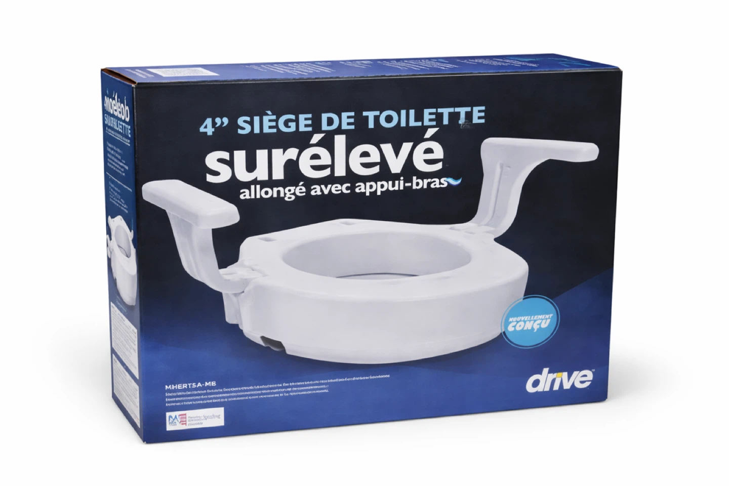 Raised Toilet Seat with Arms 4 Inch