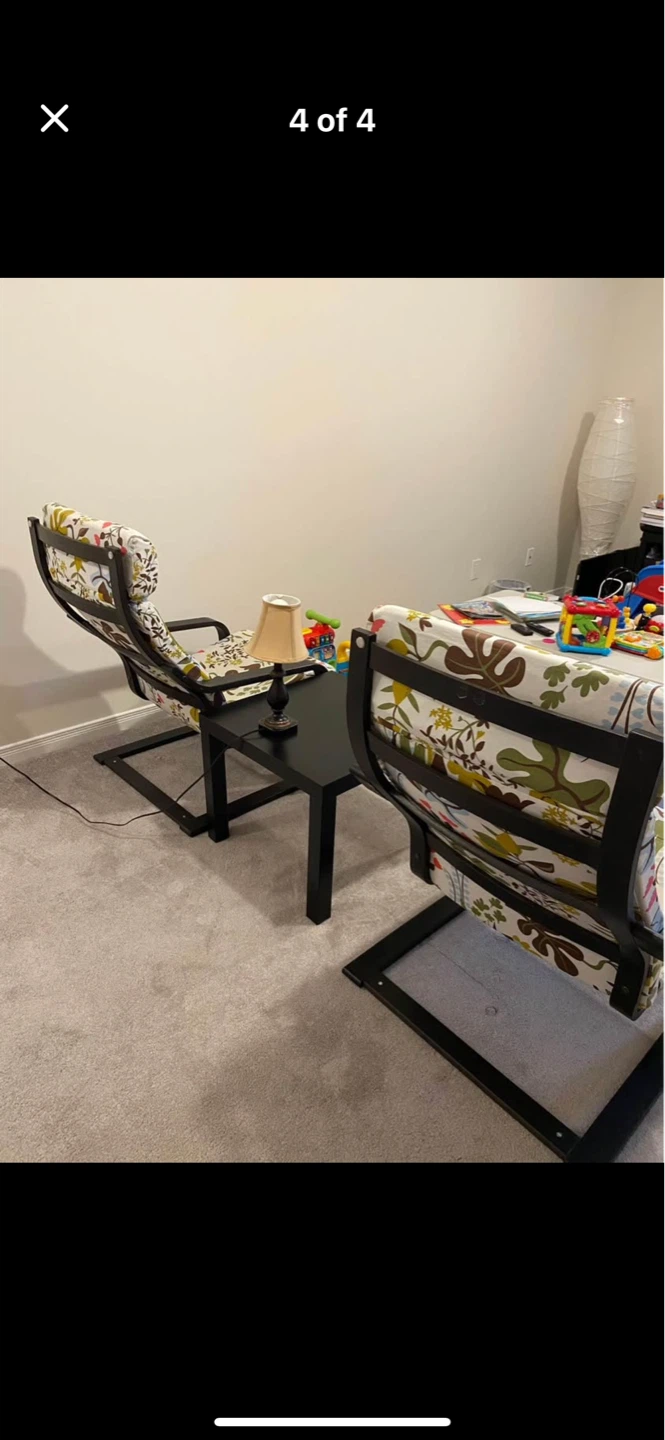 Set of 2 Accent Chairs with Floral Cushions