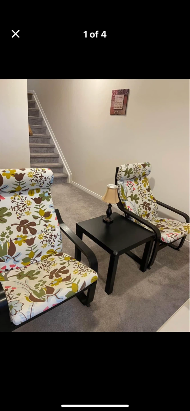 Set of 2 Accent Chairs with Floral Cushions - photo 3
