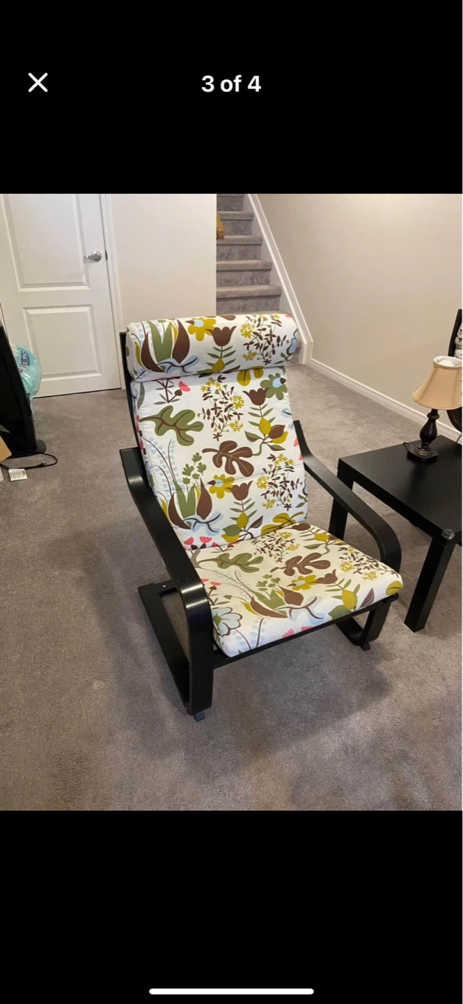 Set of 2 Accent Chairs with Floral Cushions - photo 2
