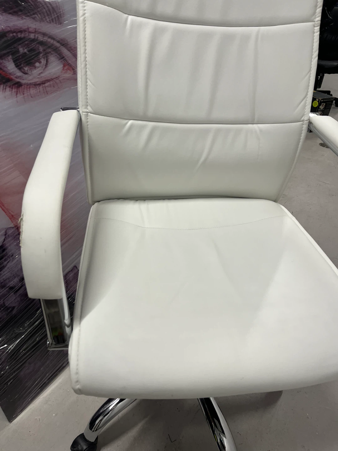 White Faux Leather Office Chair