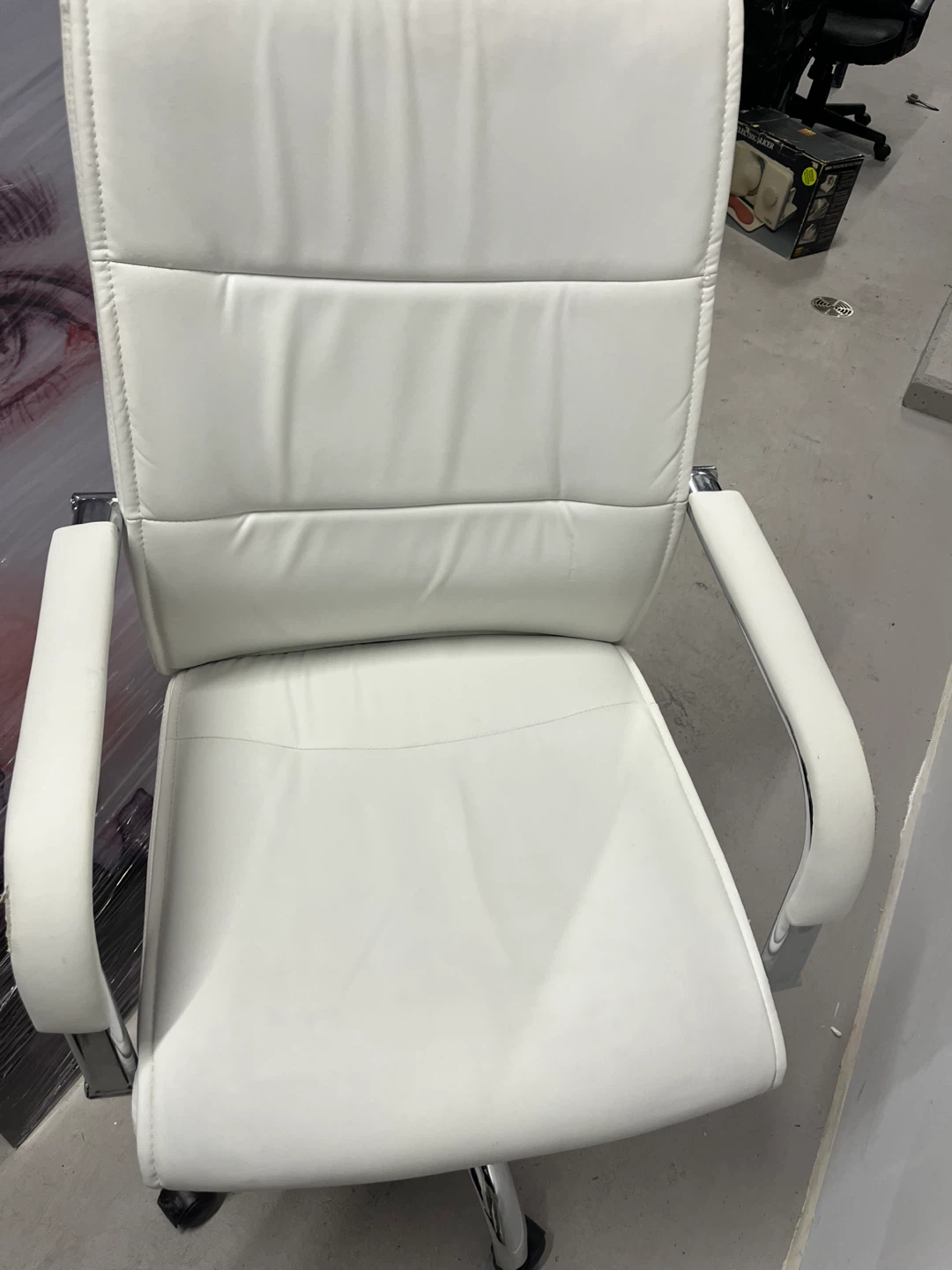 White Faux Leather Office Chair - photo 3