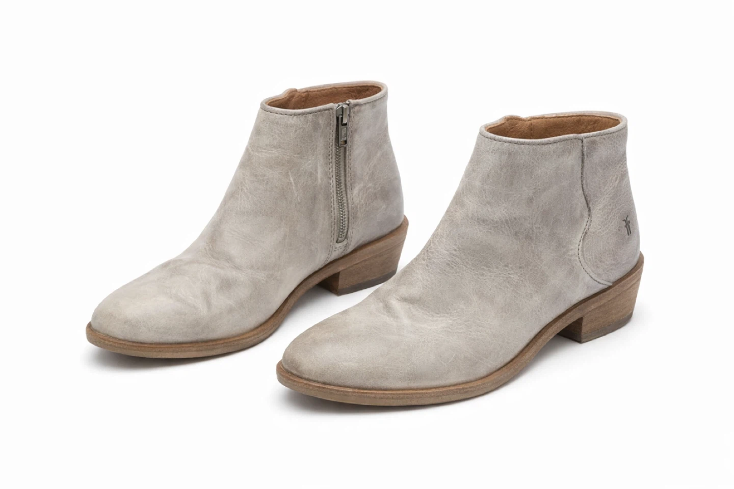 FRYE Grey Leather Ankle Boots