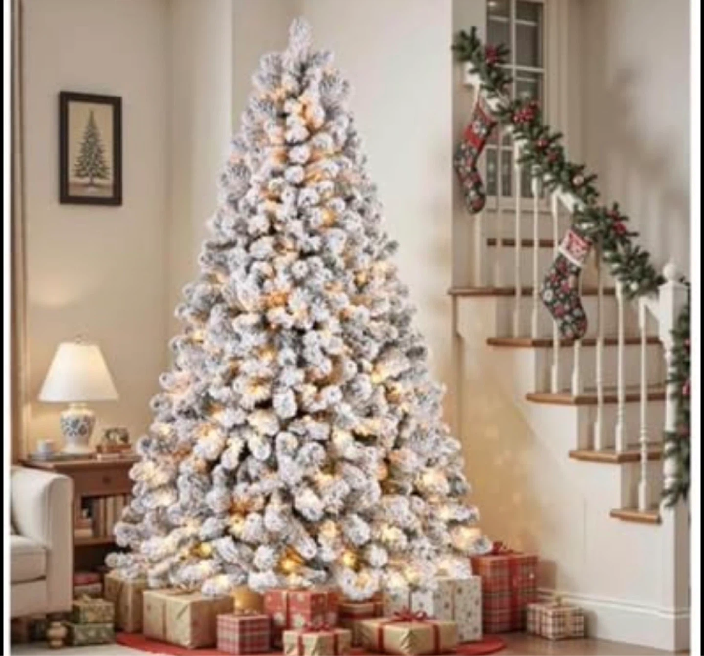 7.5 ft Pre-Lit Flocked Christmas Tree