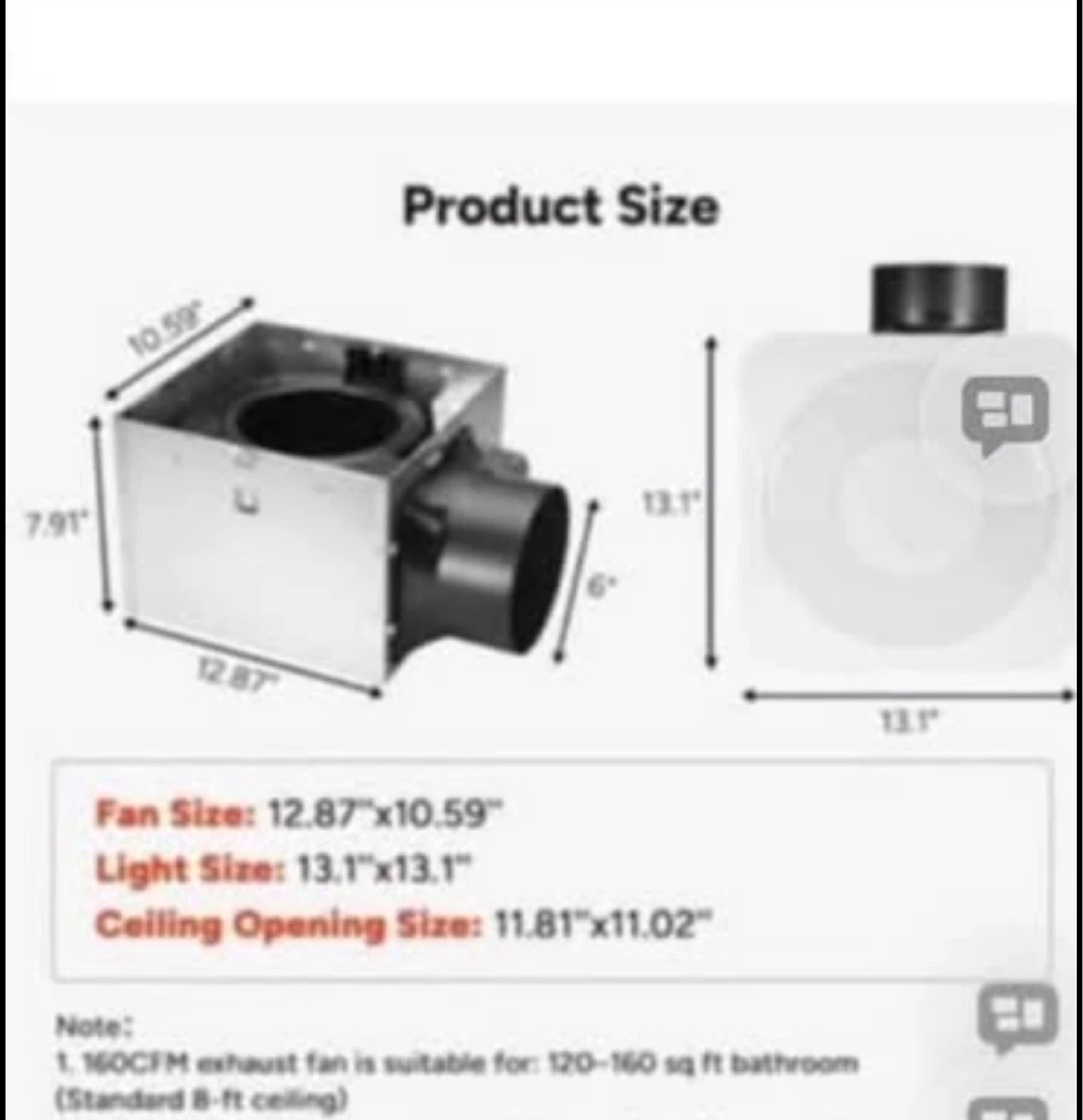 Broan-NuTone 160 CFM Bathroom Exhaust Fan with Light - photo 2
