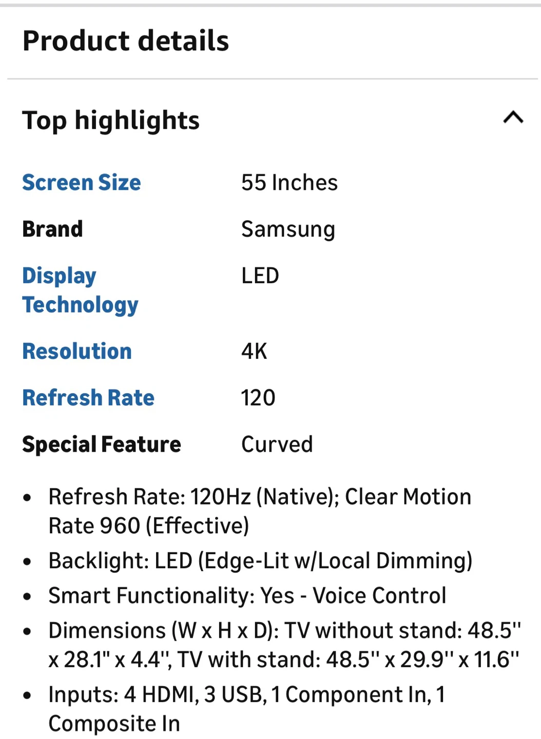 Samsung UN55HU7250 Curved 55-Inch 4K Smart LED TV - photo 3