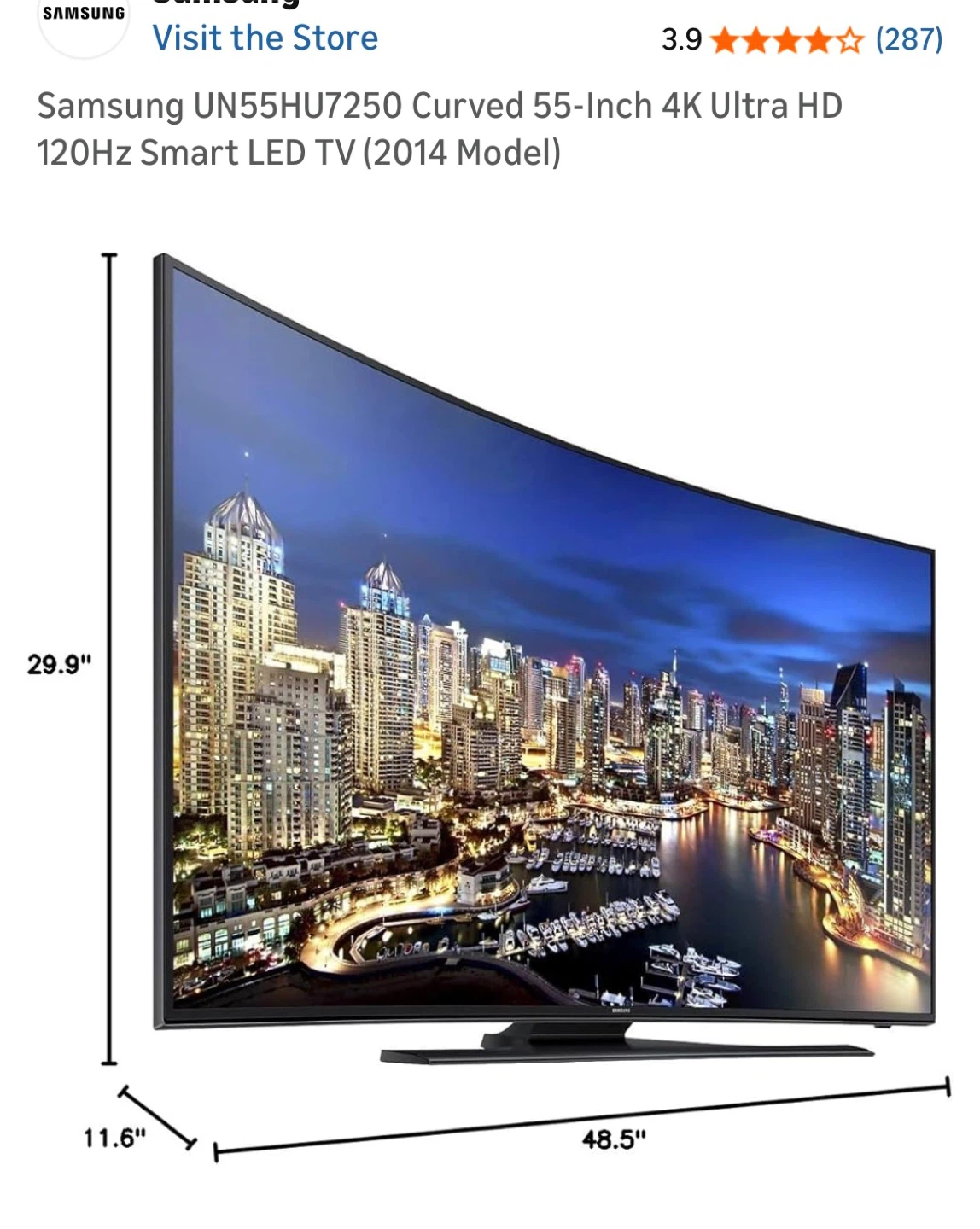 Samsung UN55HU7250 Curved 55-Inch 4K Smart LED TV - photo 2