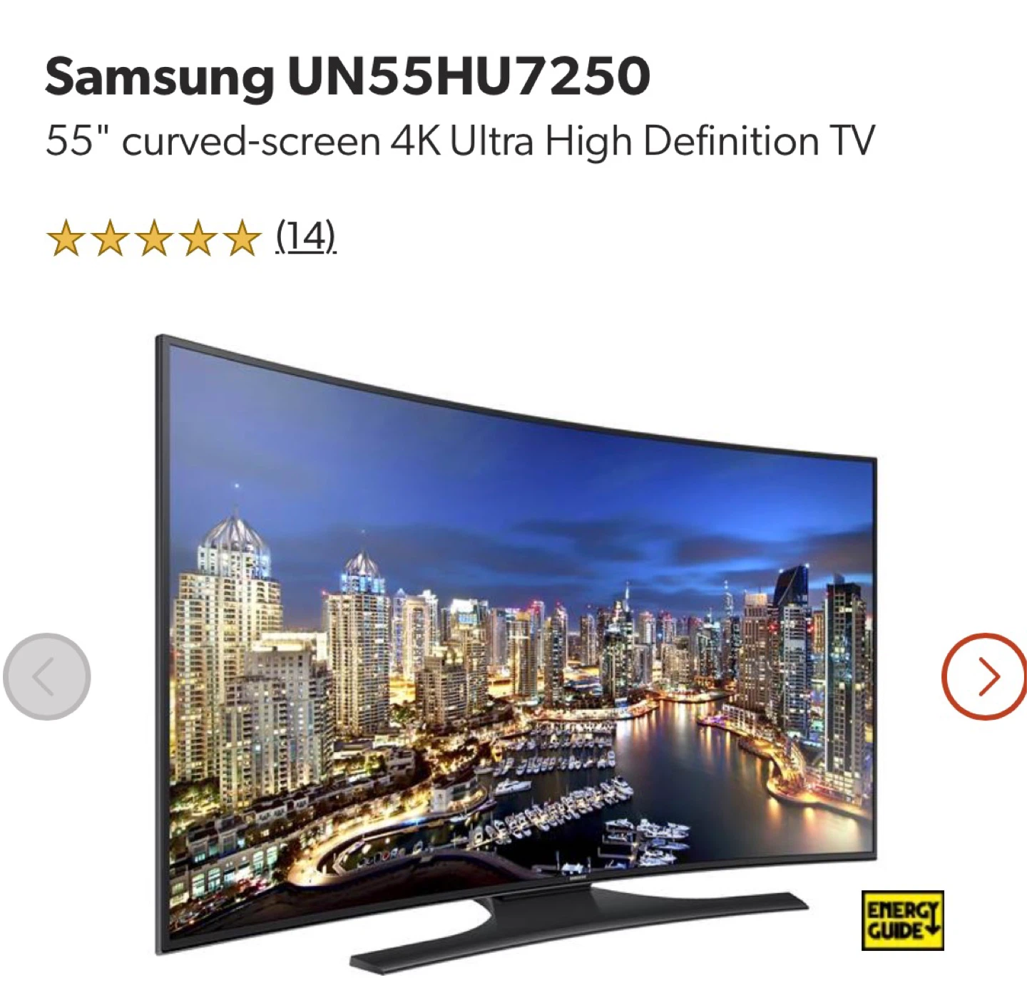 Samsung UN55HU7250 Curved 55-Inch 4K Smart LED TV