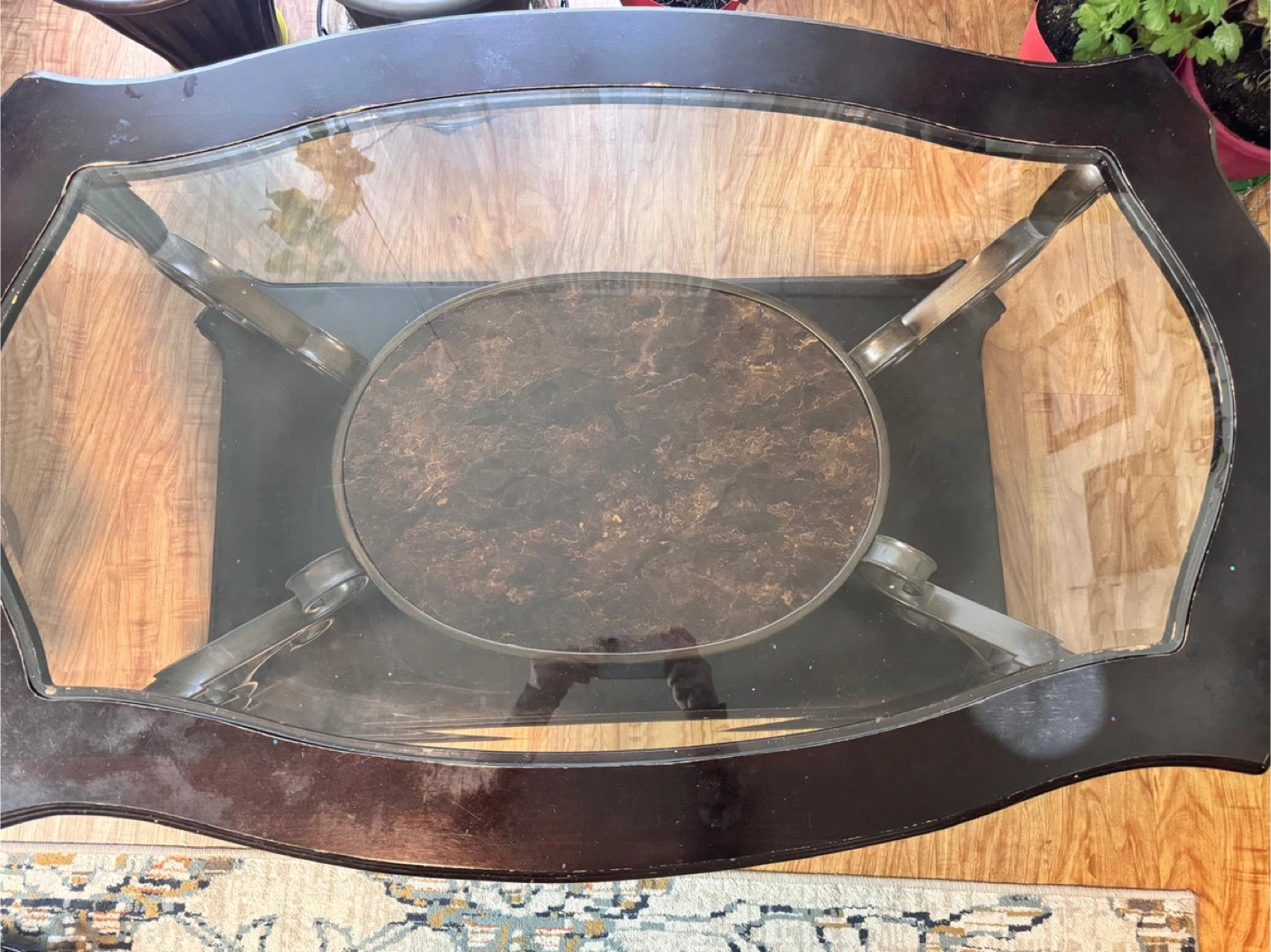 Dark Wood and Glass Coffee Table - photo 3