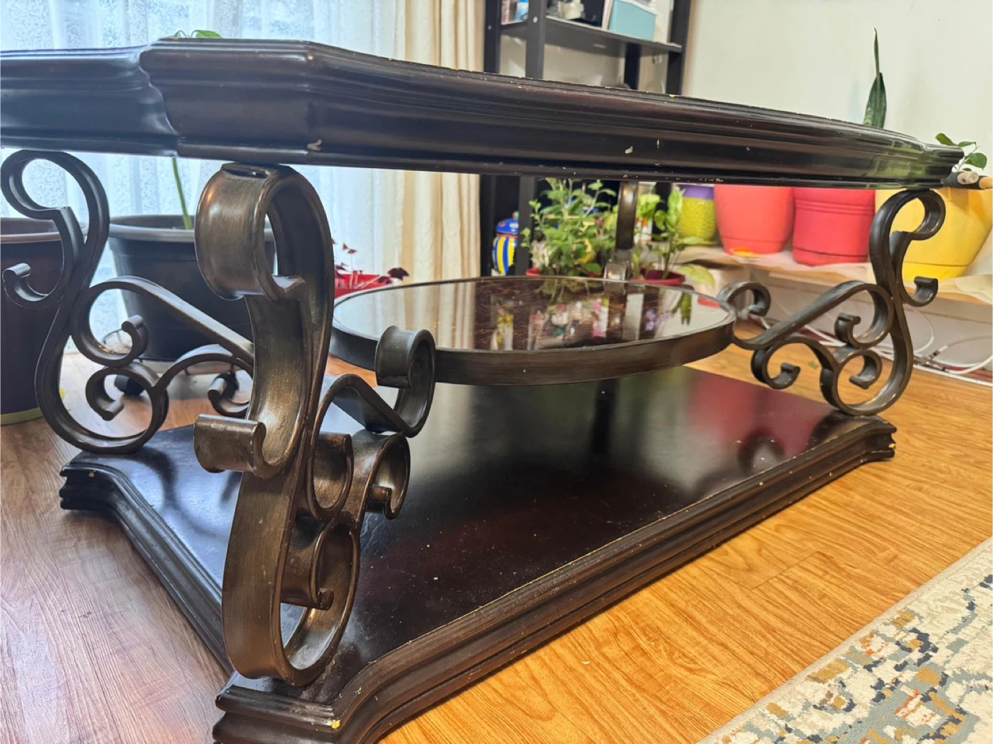 Dark Wood and Glass Coffee Table - photo 4
