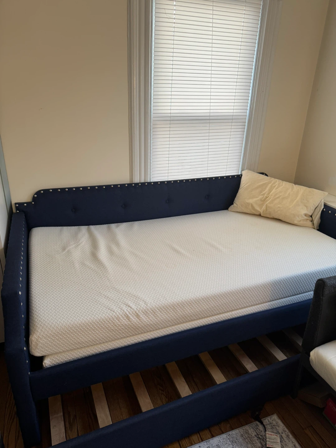 Blue Upholstered Daybed with Studded Trim - photo 3