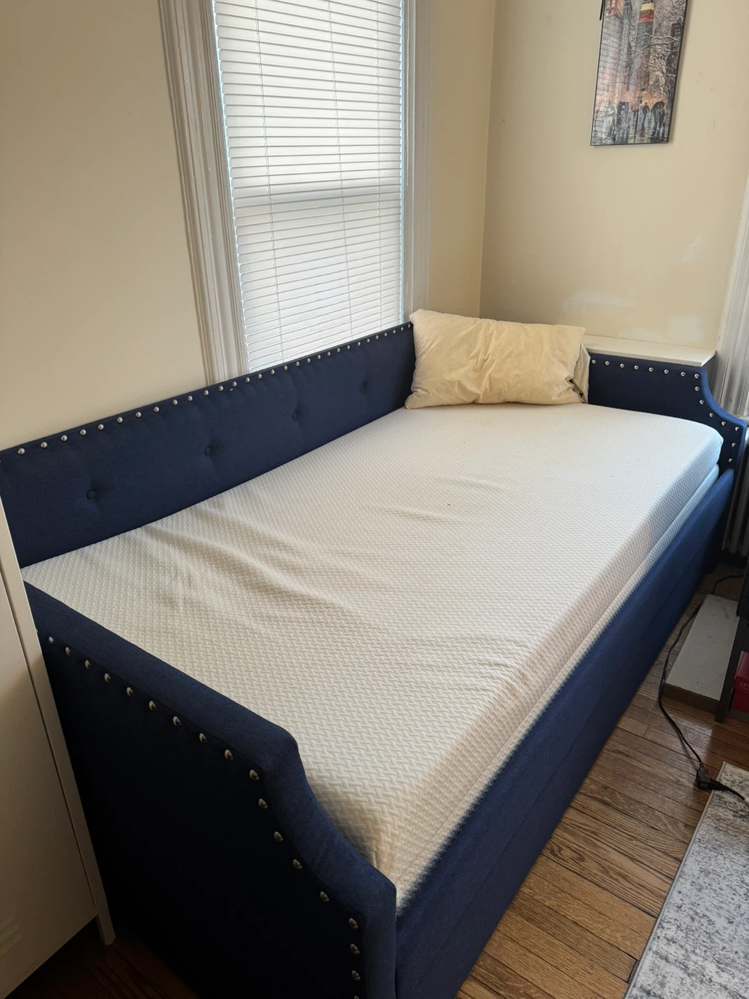 Blue Upholstered Daybed with Studded Trim - photo 2