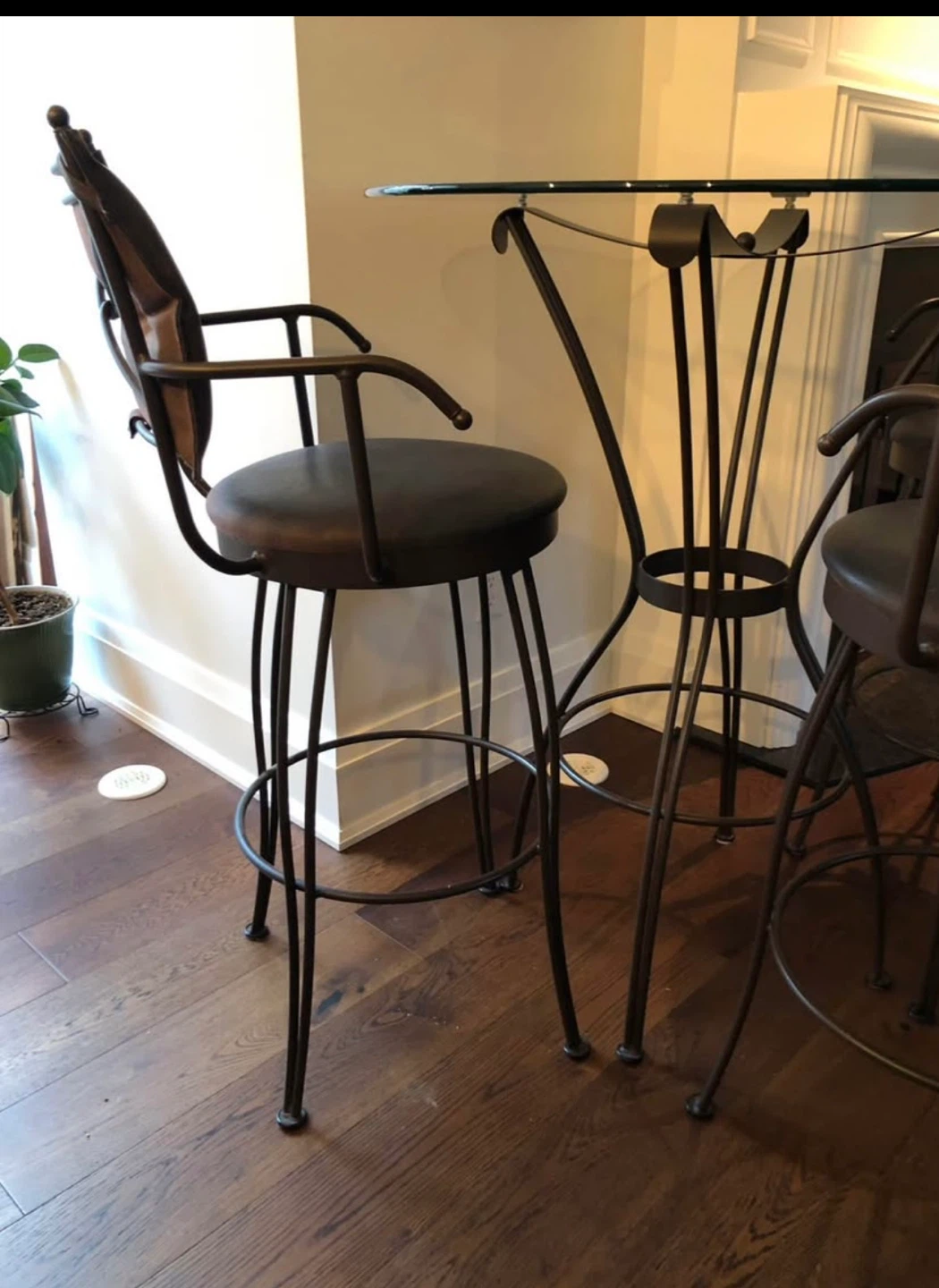 Glass Top Bar Table Set with 3 Swivel Stools - photo 3
