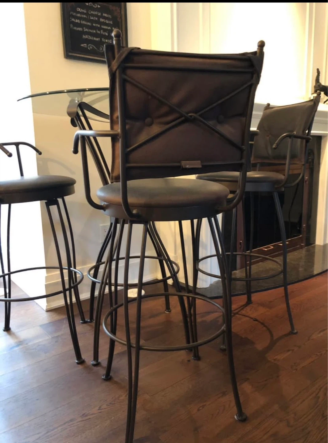 Glass Top Bar Table Set with 3 Swivel Stools - photo 2
