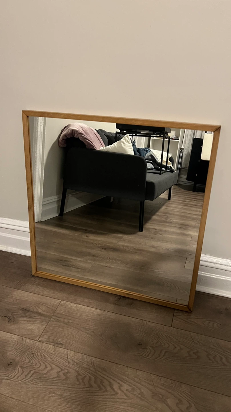 Square Wood Frame Mirror