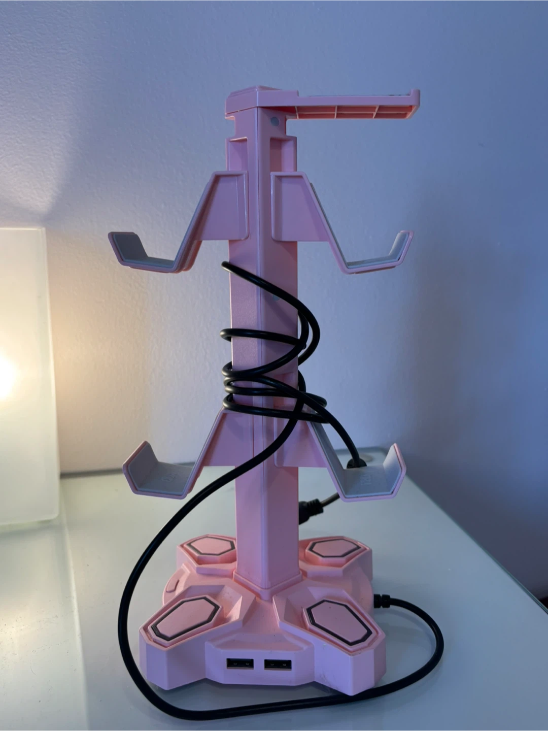 Pink Gaming Controller & Headset Stand with USB Ports - photo 2