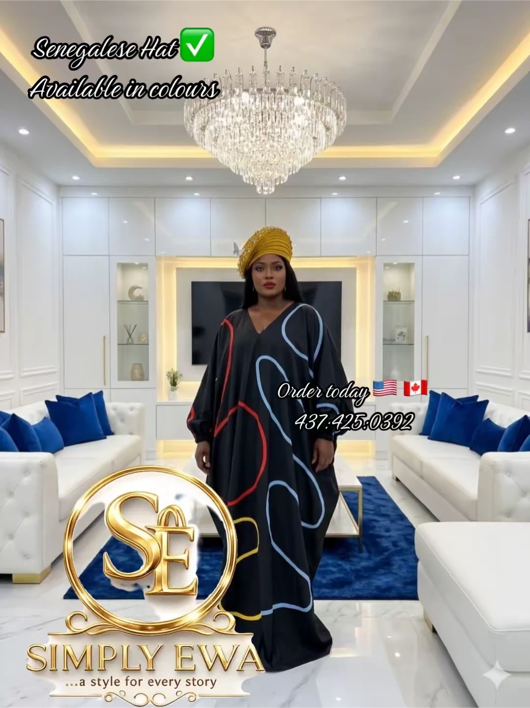 Senegalese Hat and beautiful boubou Dress- Simply Ewa