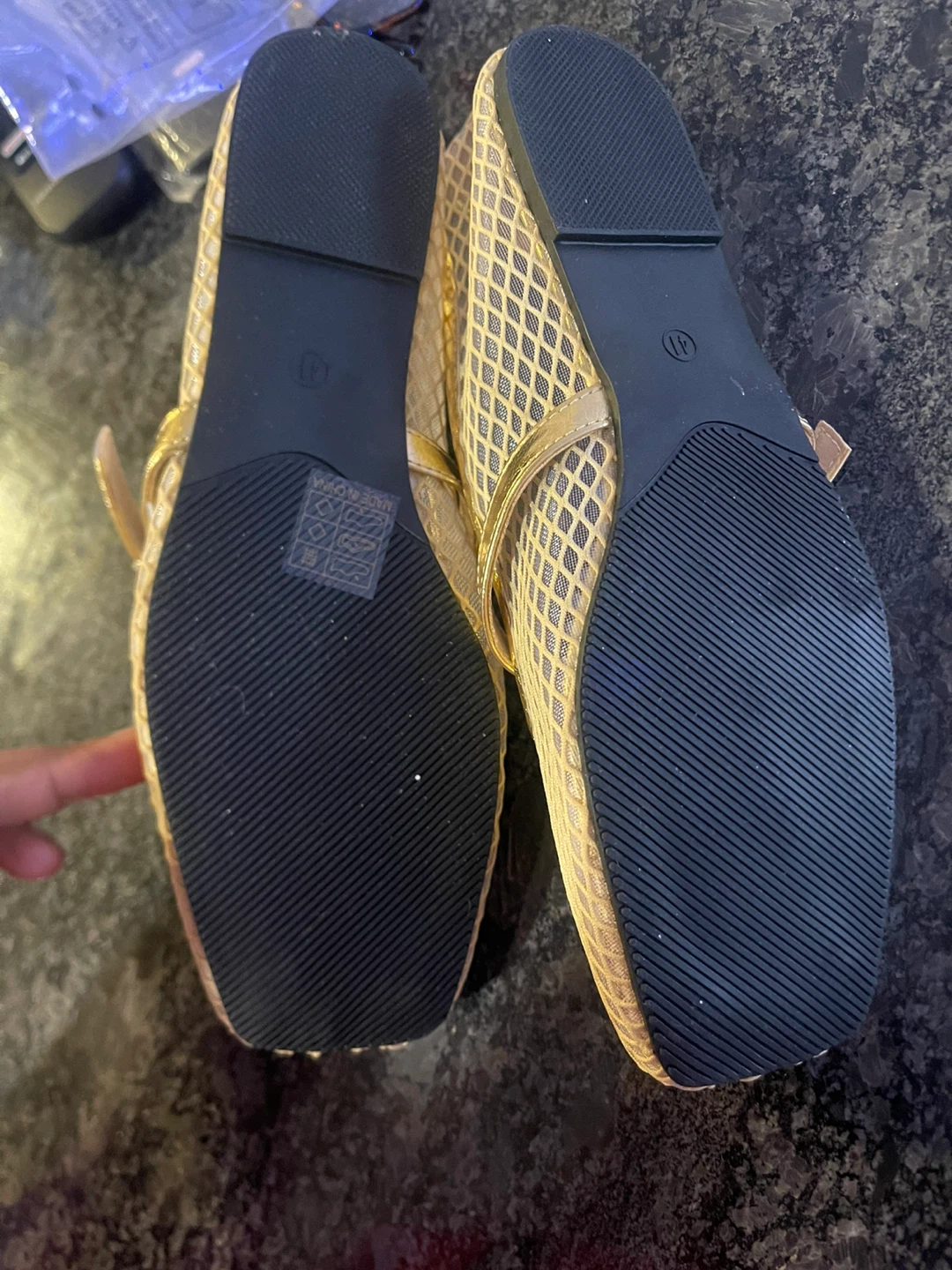 Gold Mesh Ballet Flats with Buckle Strap - Size 41 - photo 3