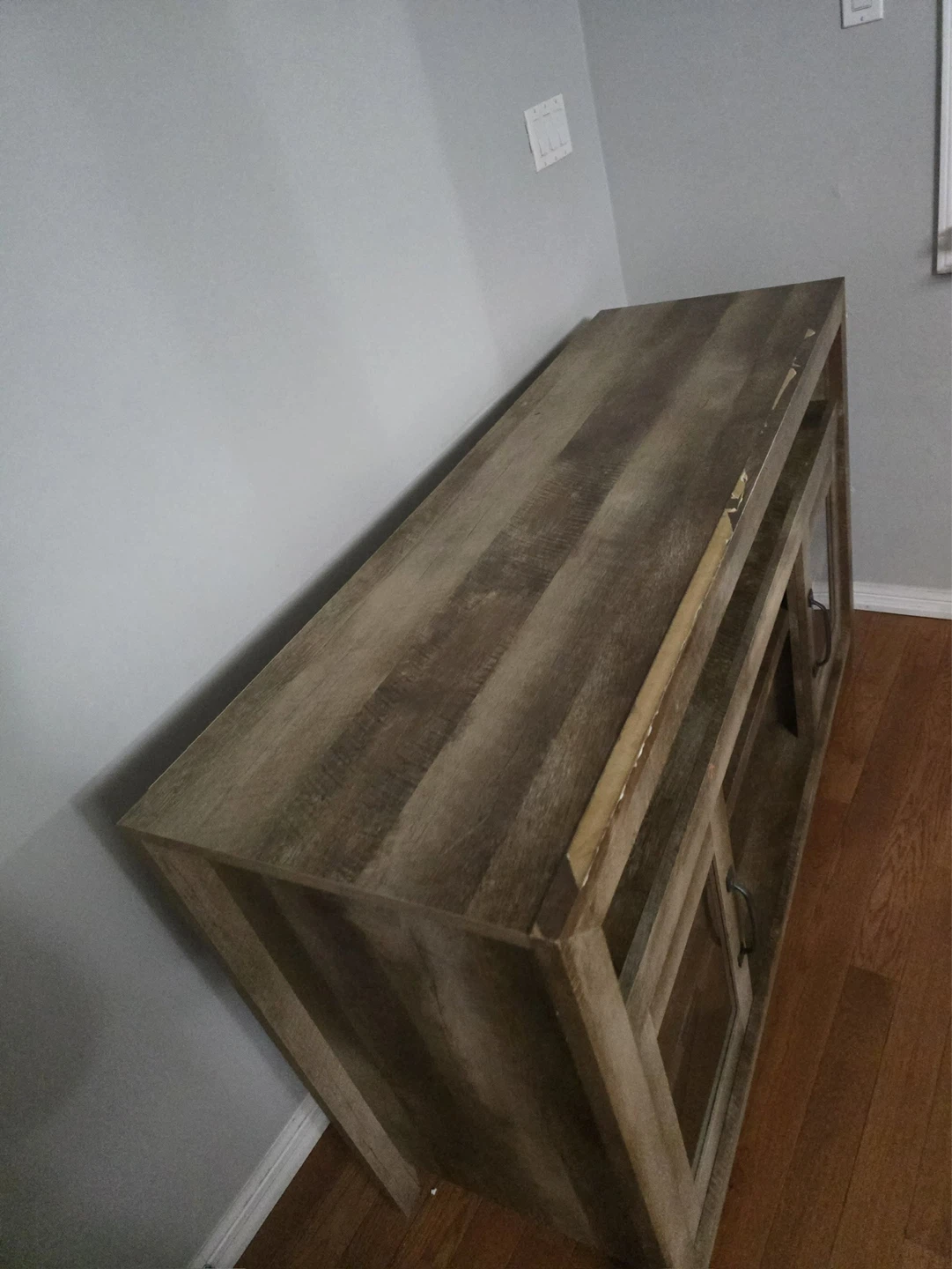Rustic Farmhouse TV Stand with Glass Doors