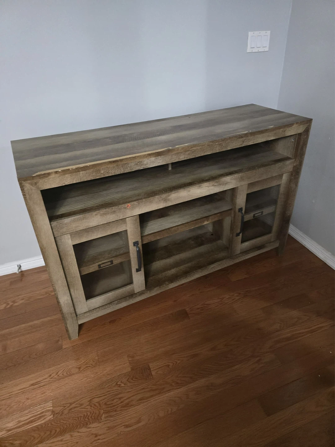 Rustic Farmhouse TV Stand with Glass Doors - photo 2