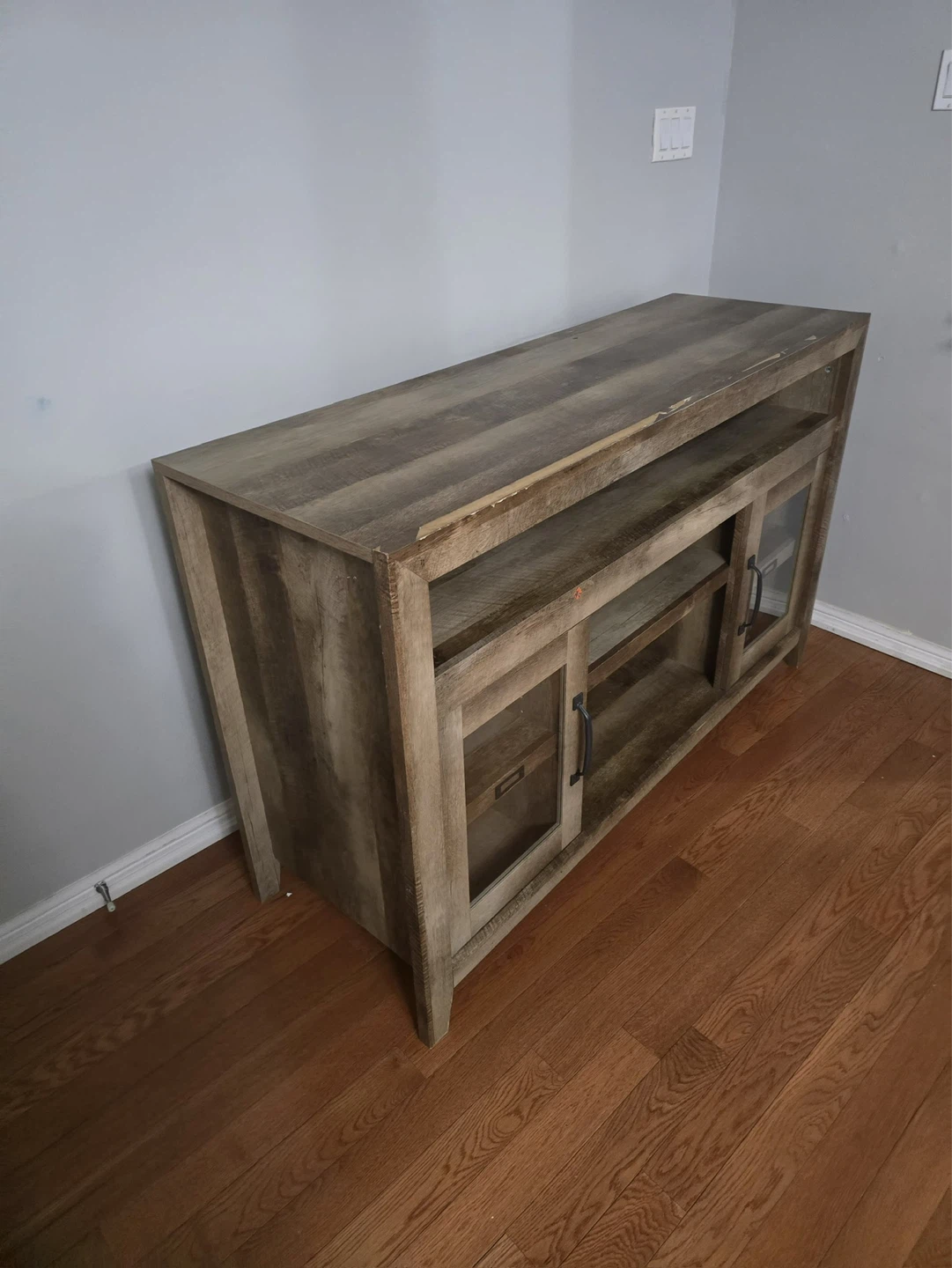 Rustic Farmhouse TV Stand with Glass Doors - photo 5