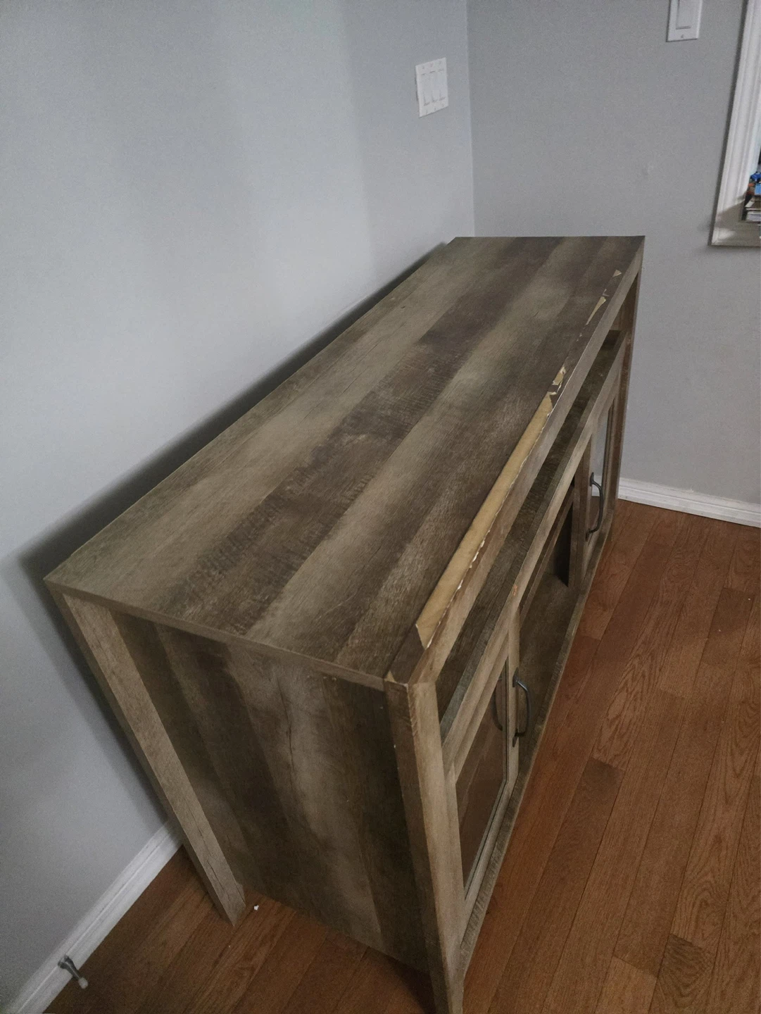 Rustic Farmhouse TV Stand with Glass Doors - photo 4