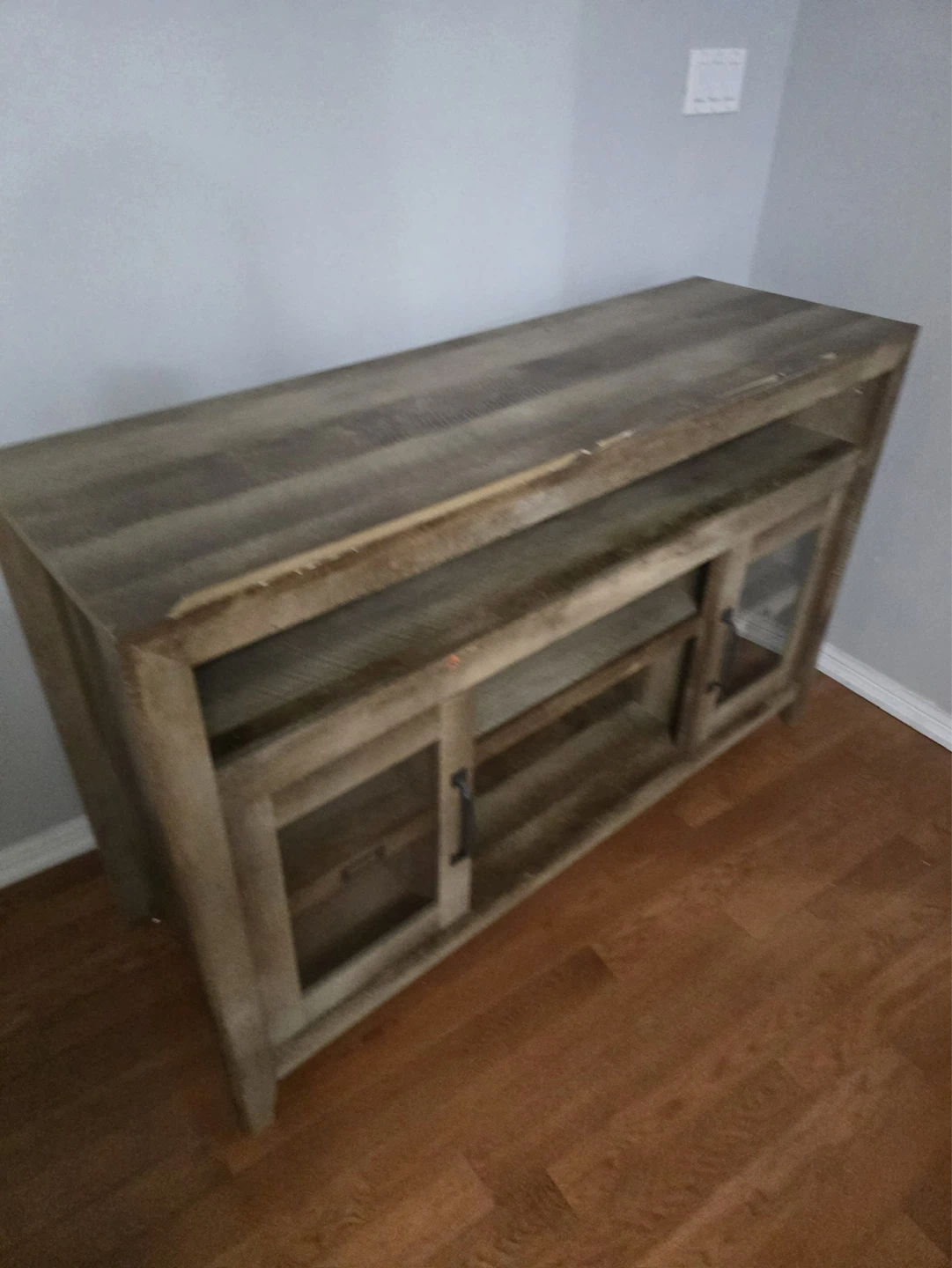 Rustic Farmhouse TV Stand with Glass Doors - photo 3