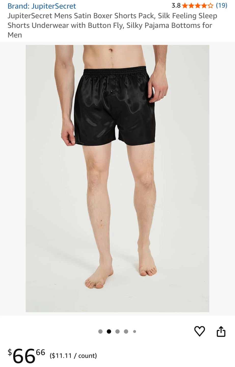New JupiterSecret Men's Satin Boxer Shorts - 3 Pack - photo 2