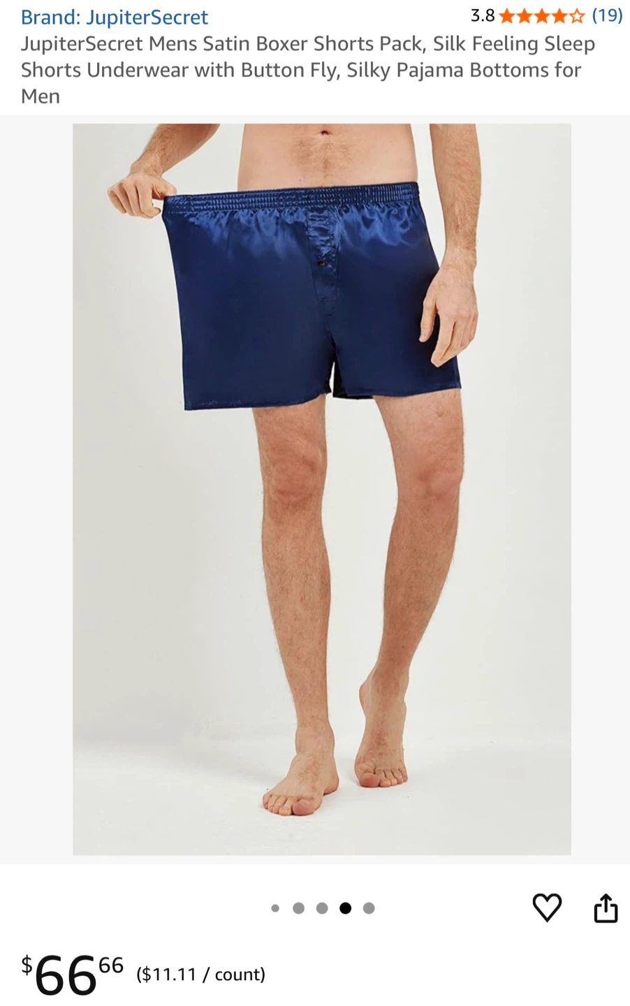 New JupiterSecret Men's Satin Boxer Shorts - 3 Pack - photo 3