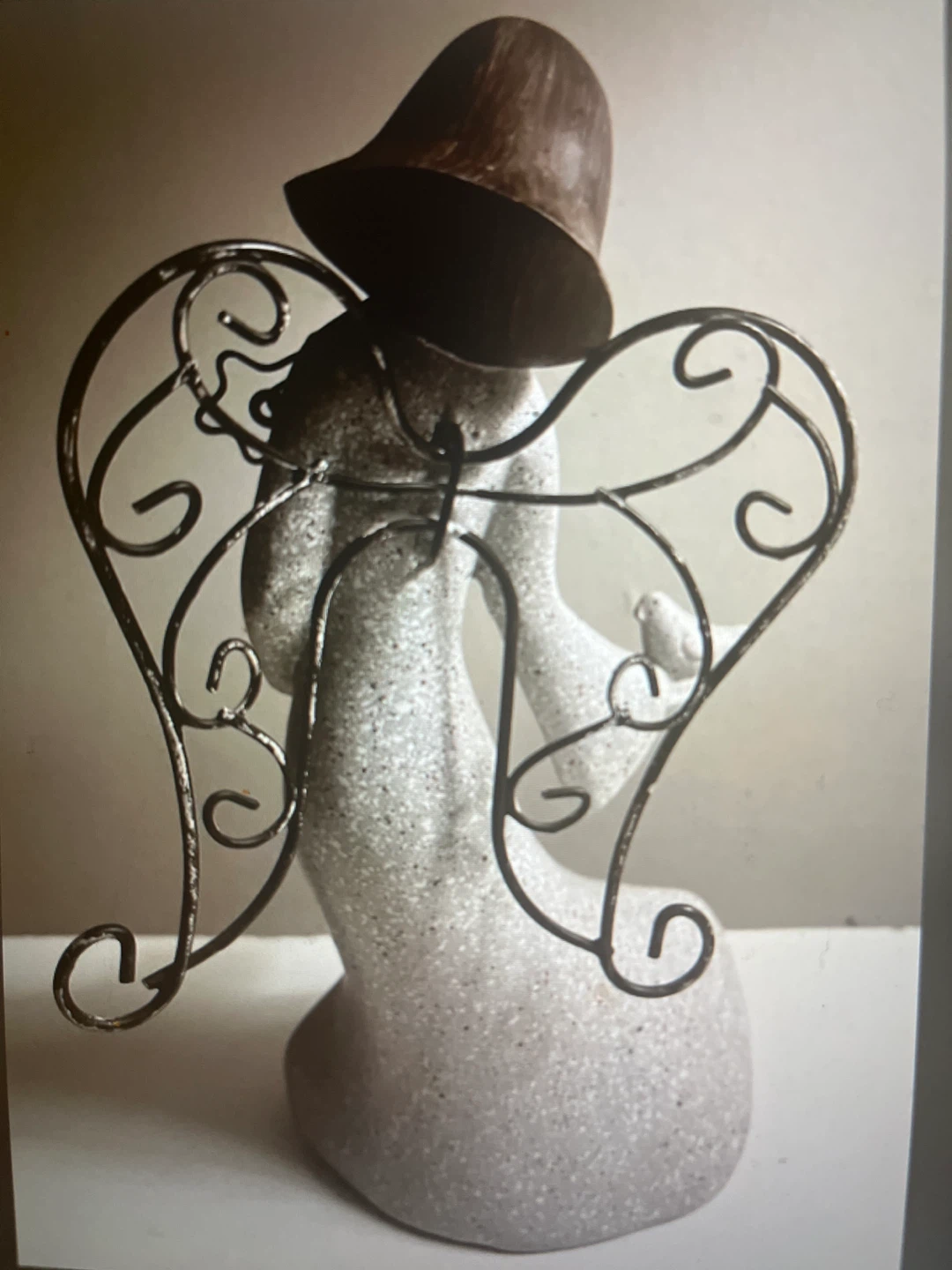 Angel Figurine with Bird and Wings - photo 4