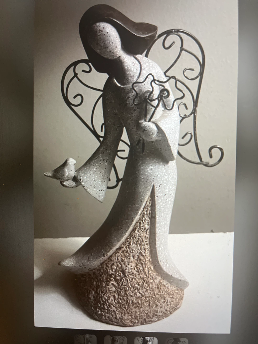 Angel Figurine with Bird and Wings - photo 3