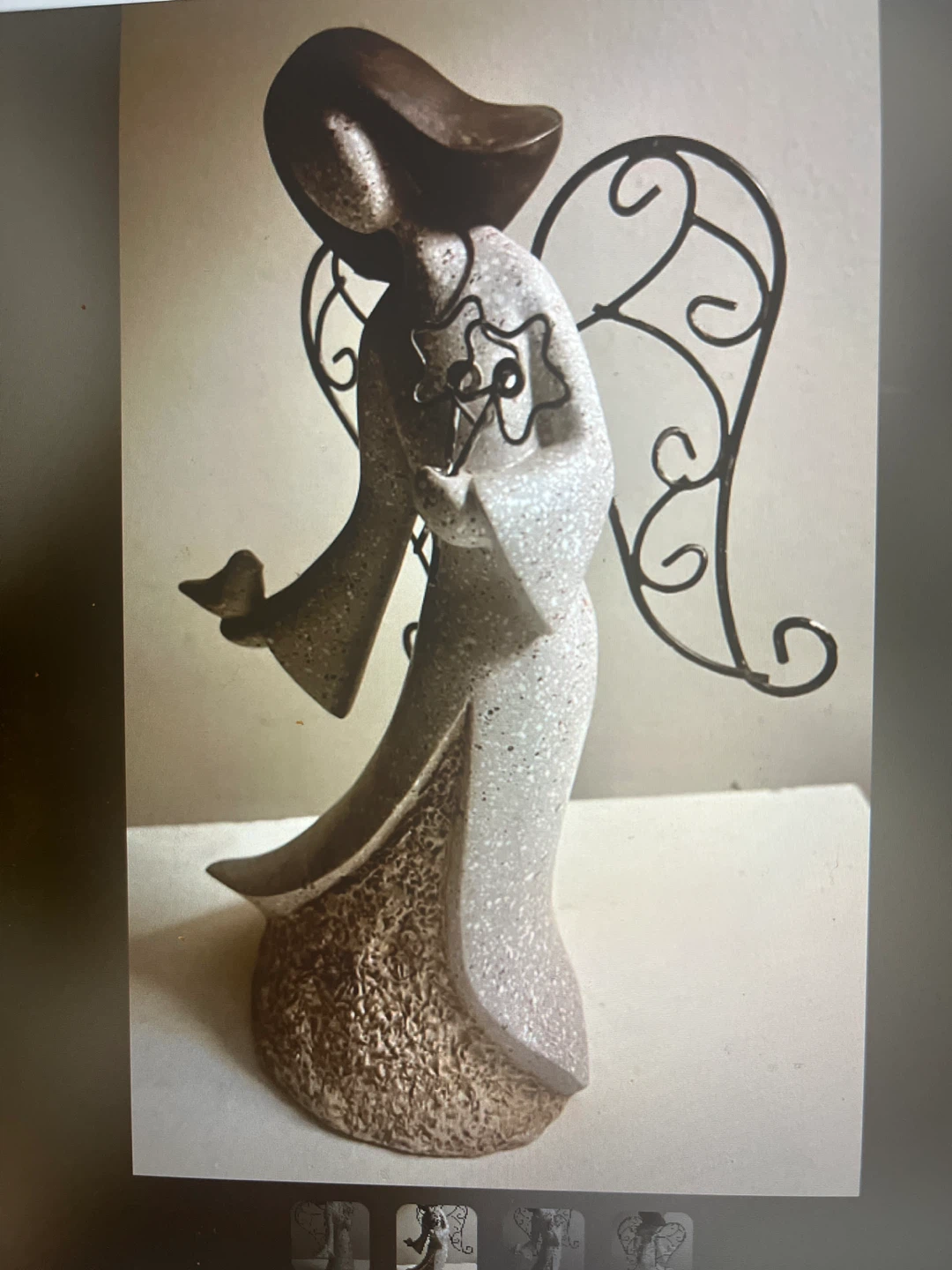 Angel Figurine with Bird and Wings - photo 2