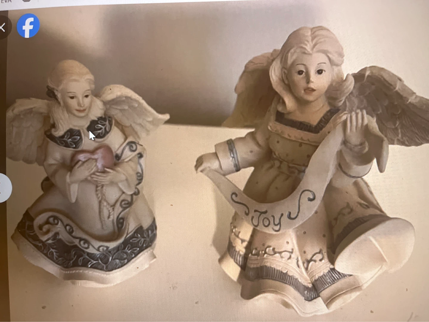 Sarah’s Angel 2002 figurines with heart and scroll