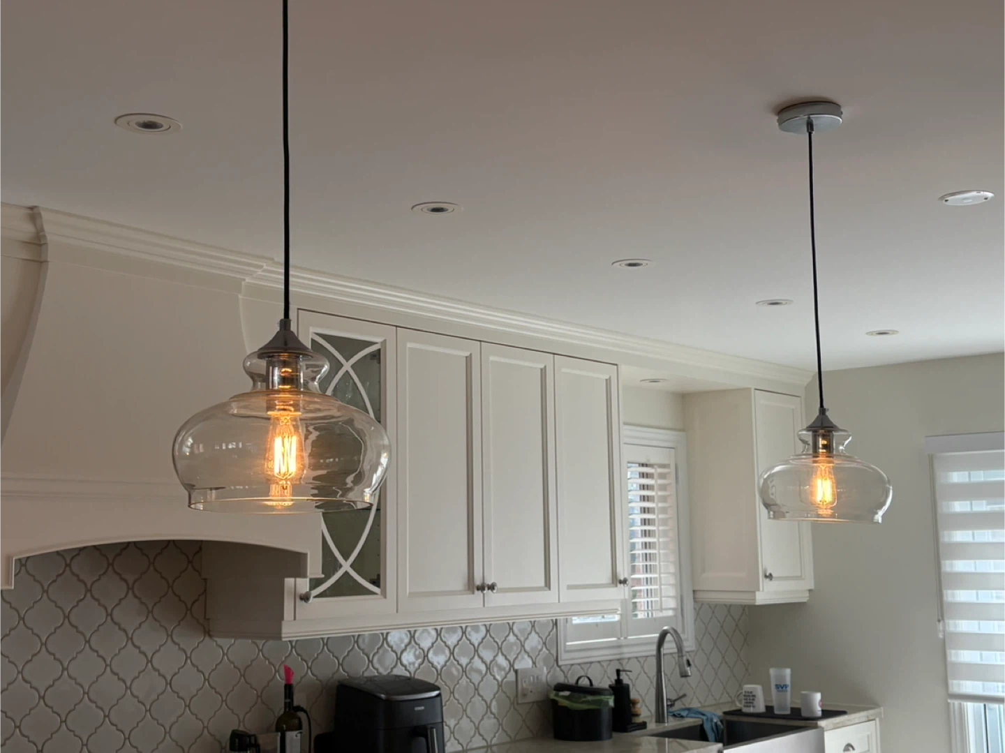 Clear Glass Pendant Lights (Set of 2)