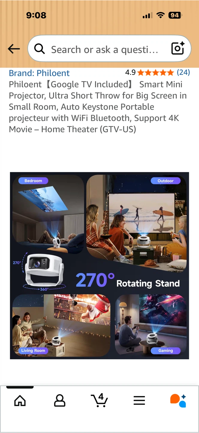 Philoent Smart Mini Projector with Google TV - photo 5