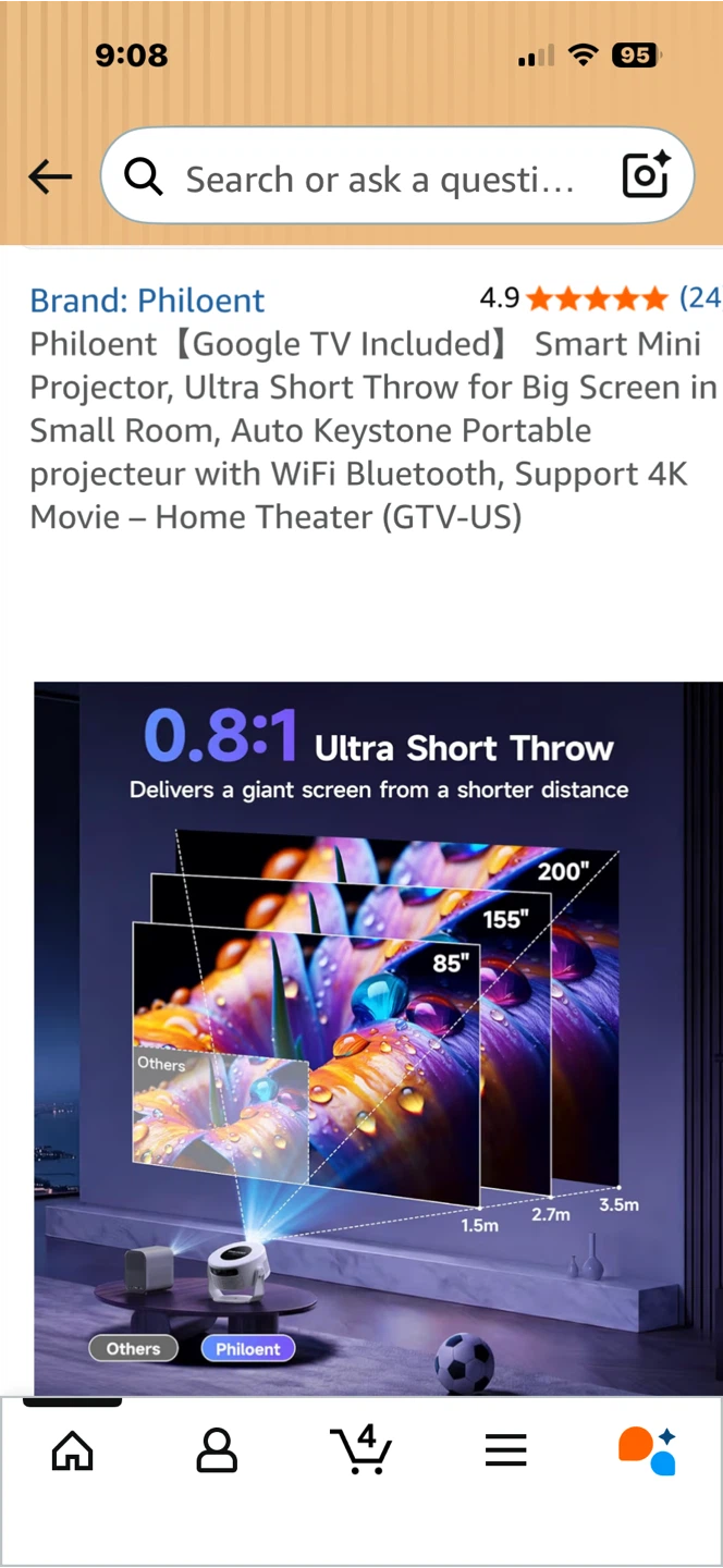 Philoent Smart Mini Projector with Google TV - photo 2