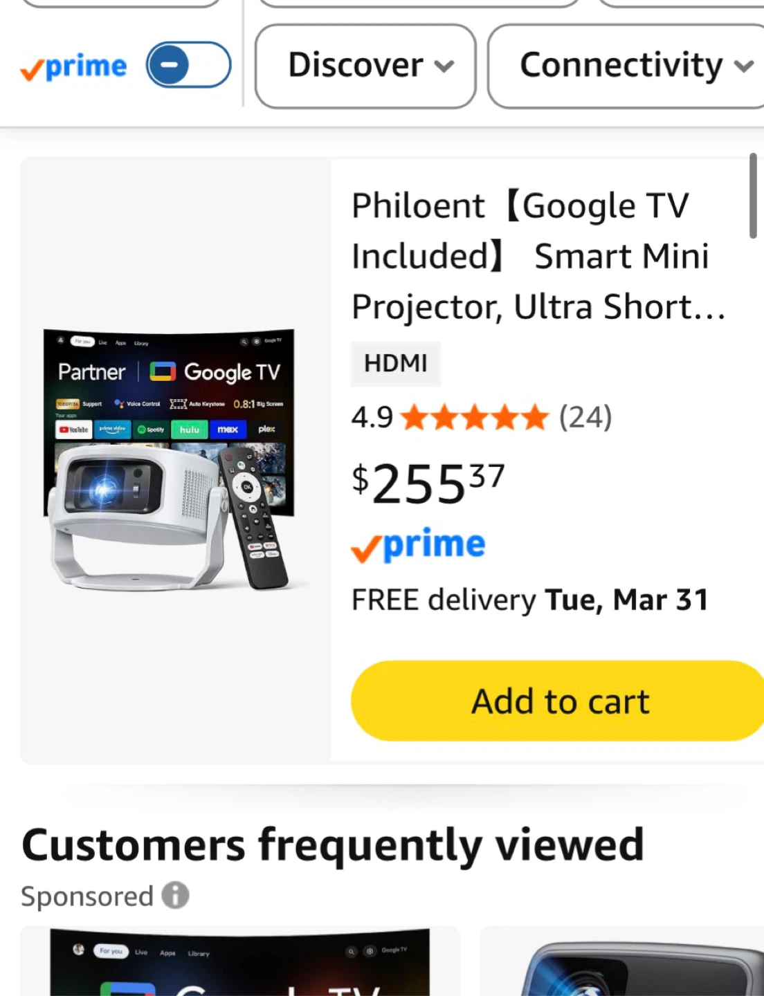 Philoent Smart Mini Projector with Google TV
