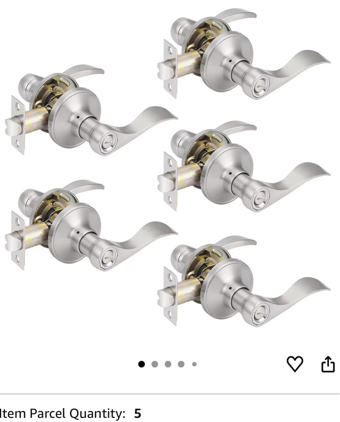 5 Satin Nickel Privacy Door Lever Lock Set DH5