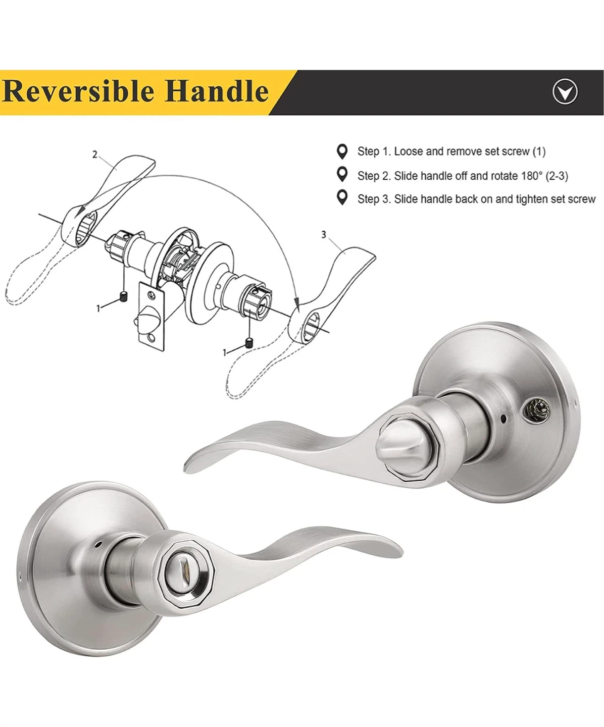 5 Satin Nickel Privacy Door Lever Lock Set DH5 - photo 5