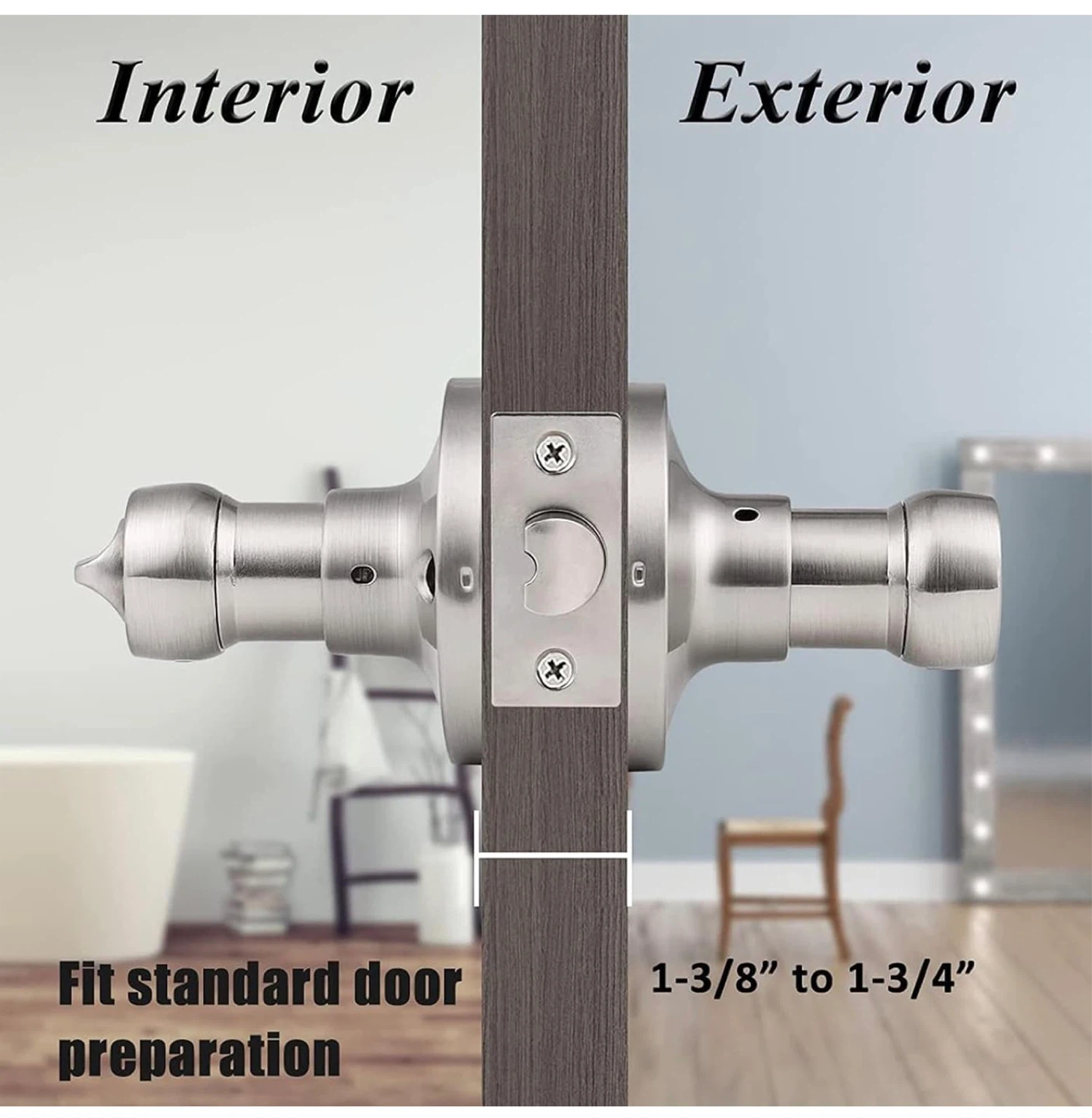 5 Satin Nickel Privacy Door Lever Lock Set DH5 - photo 3