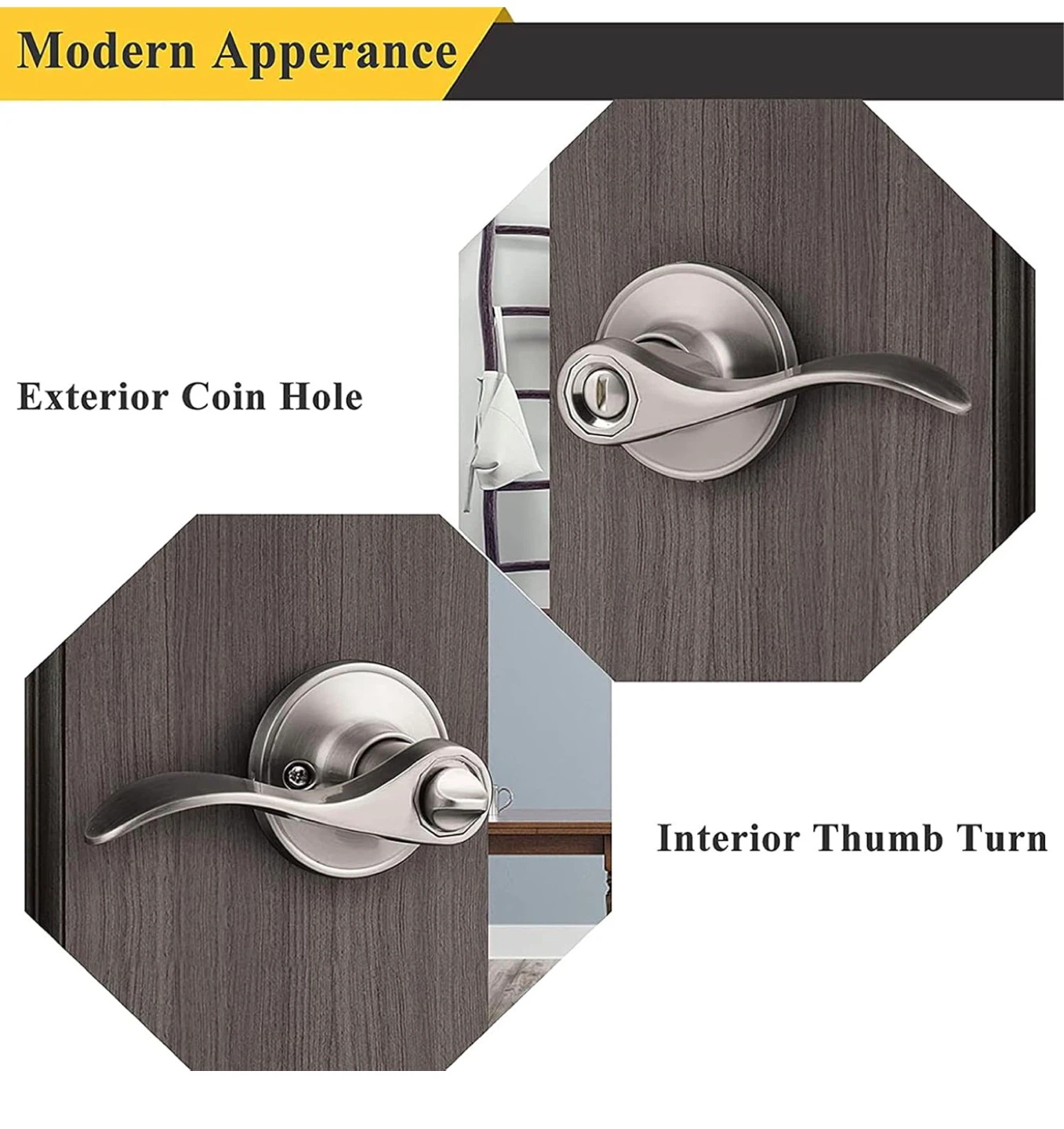 5 Satin Nickel Privacy Door Lever Lock Set DH5 - photo 2