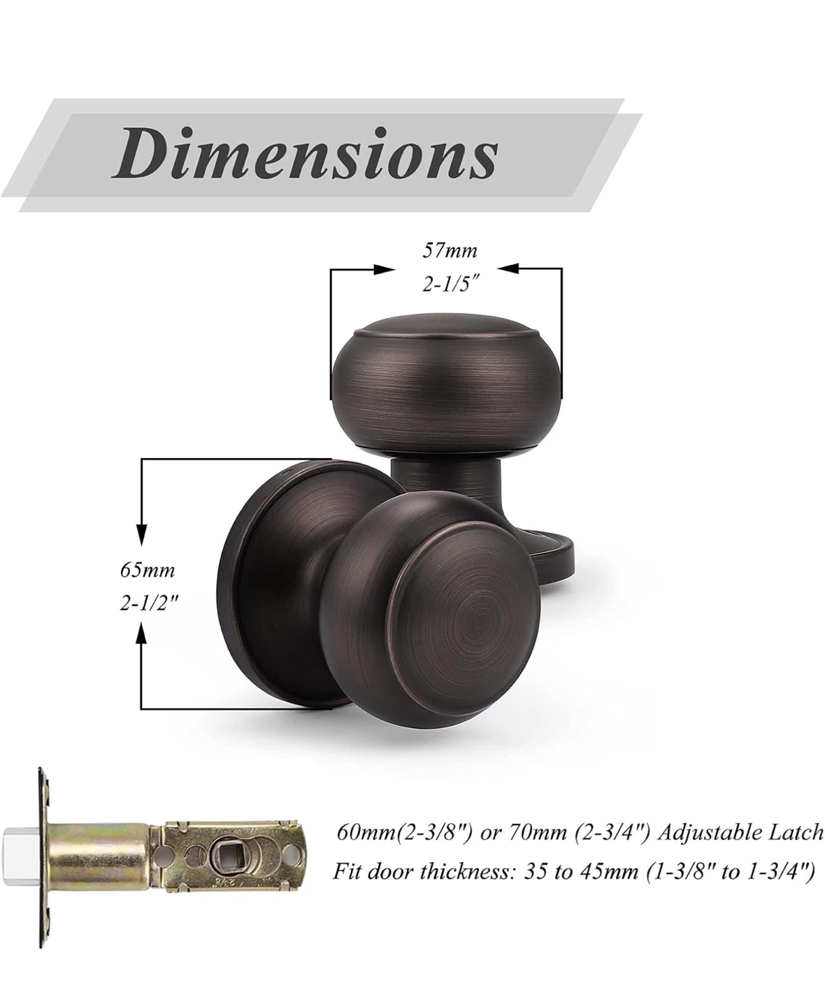 Probrico 5 Pack Oil Rubbed Bronze Interior Door Knobs - photo 2