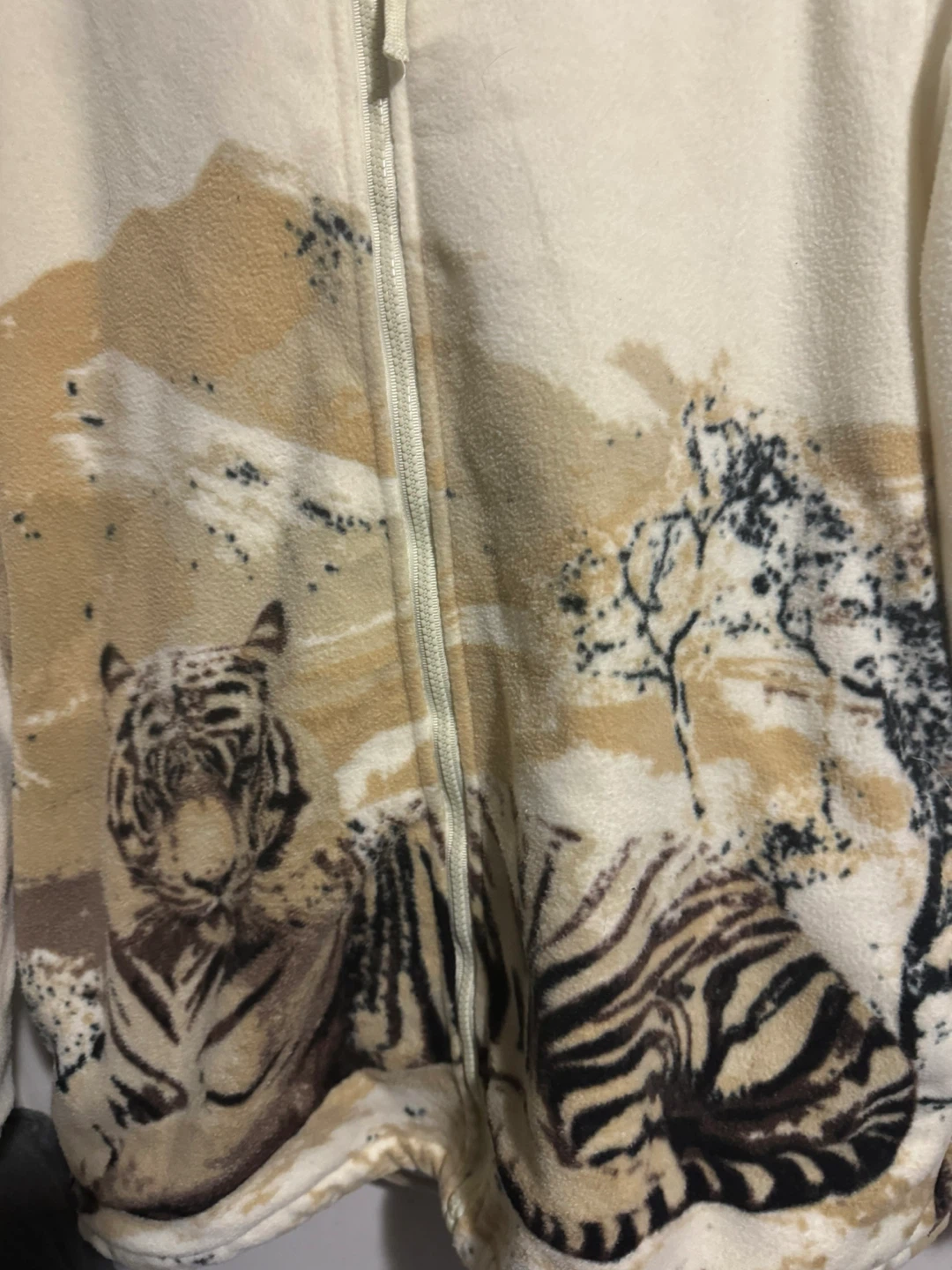 Sherpa Lined Fleece Jacket with Tiger Print - photo 2